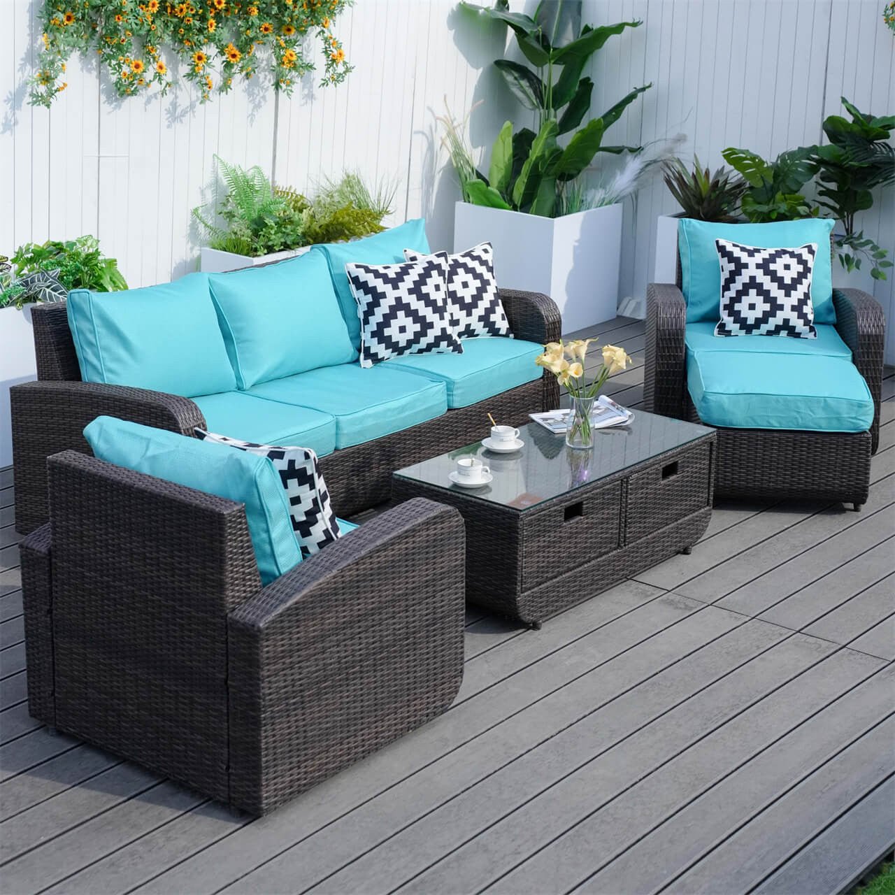 Outdoor Conversation 5 - Seater Sofa Set (PAS - 1515) - Direct Wicker