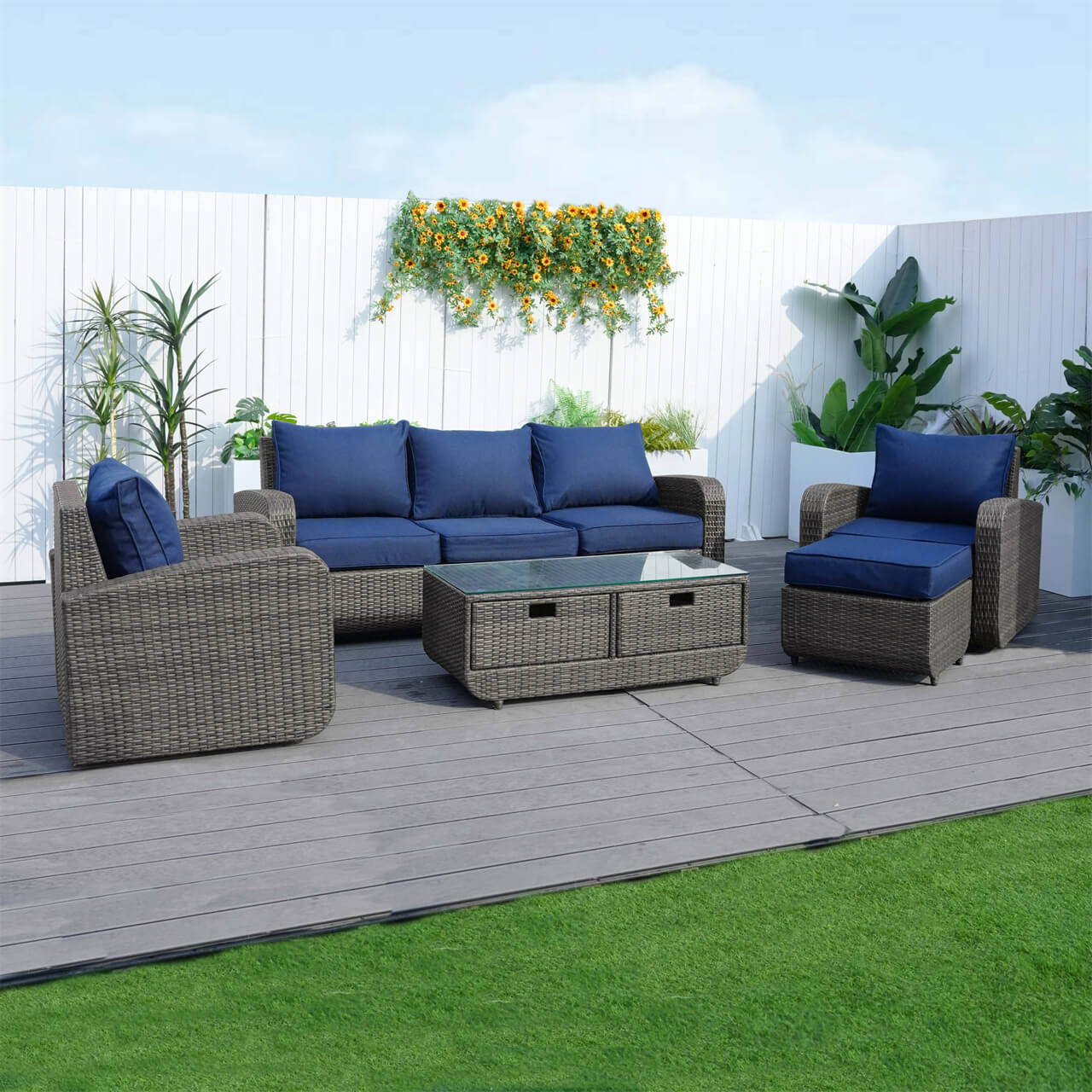 Outdoor Conversation 5 - Seater Sofa Set (PAS - 1515) - Direct Wicker