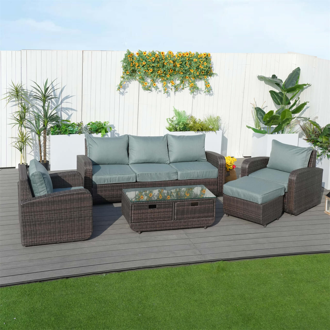 Outdoor Conversation 5 - Seater Sofa Set (PAS - 1515) - Direct Wicker