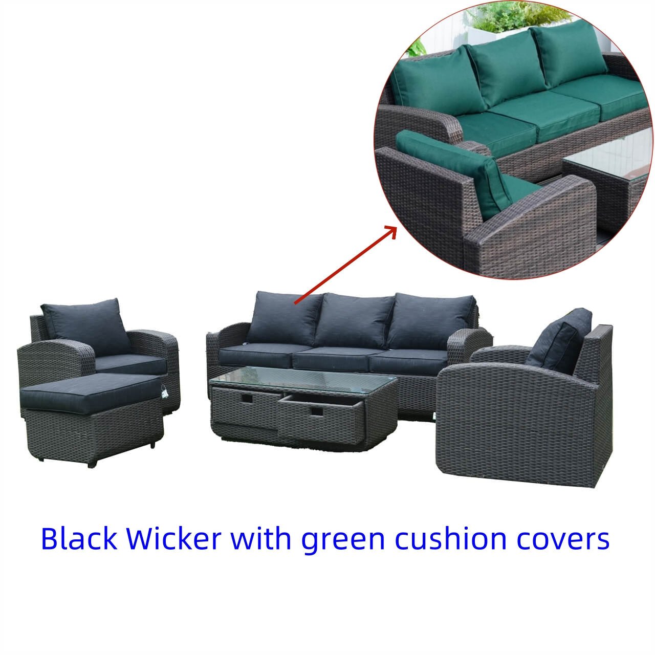 Outdoor Conversation 5 - Seater Sofa Set (PAS - 1515) - Direct Wicker