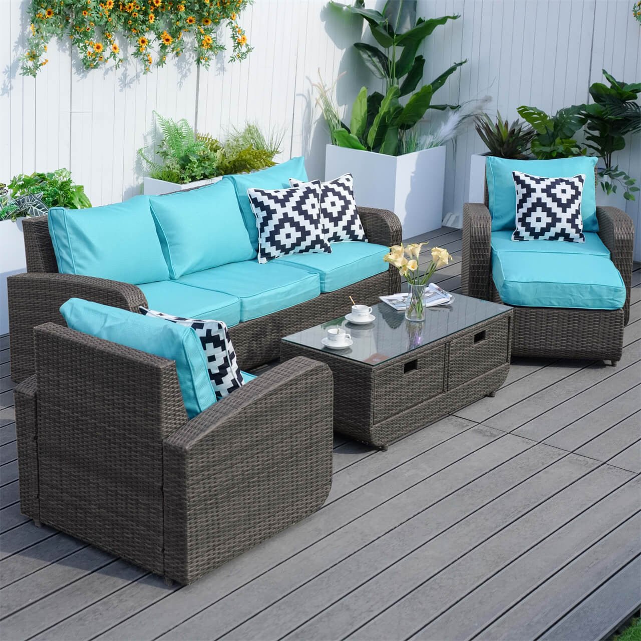 Outdoor Conversation 5 - Seater Sofa Set (PAS - 1515) - Direct Wicker