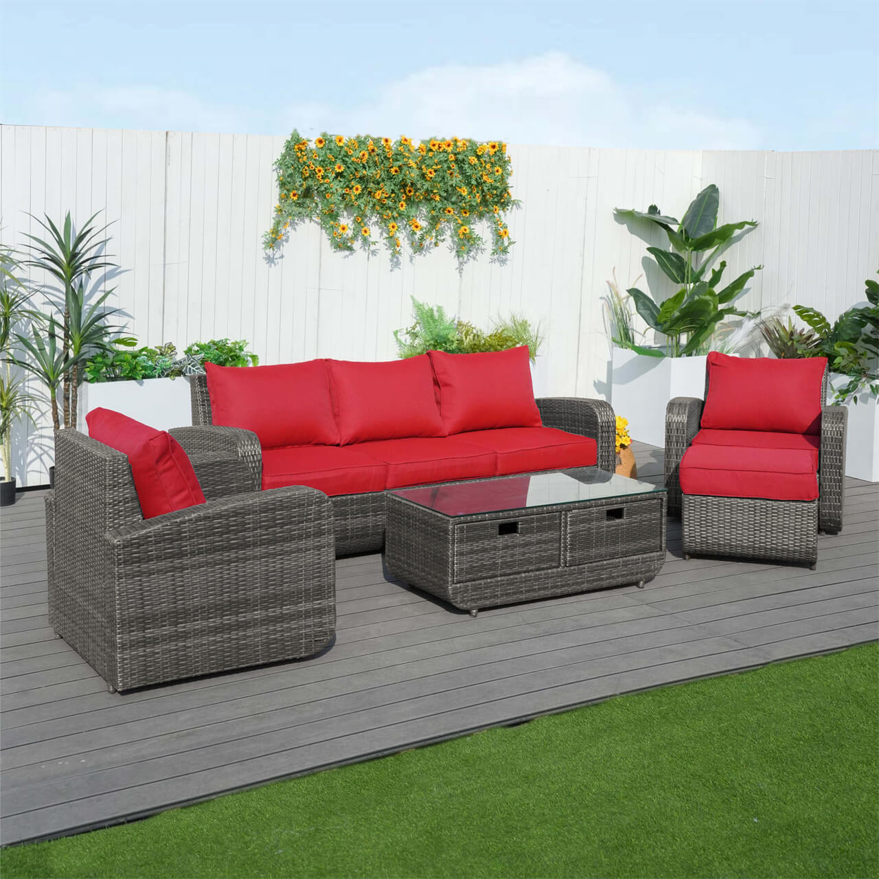 Outdoor Conversation 5 - Seater Sofa Set (PAS - 1515) - Direct Wicker