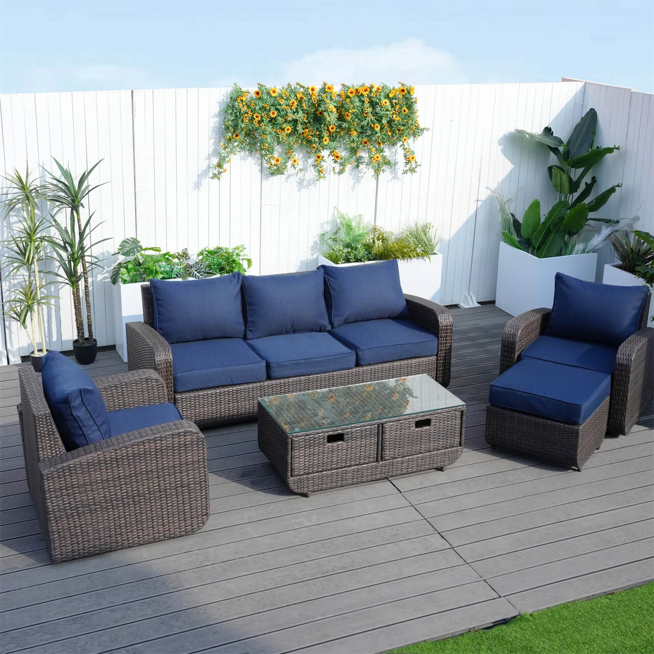 Outdoor Conversation 5 - Seater Sofa Set (PAS - 1515) - Direct Wicker