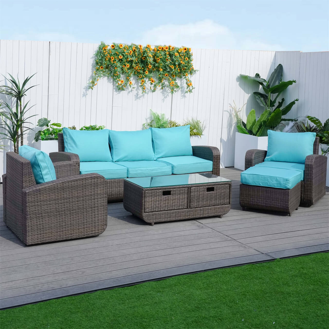 Outdoor Conversation 5 - Seater Sofa Set (PAS - 1515) - Direct Wicker