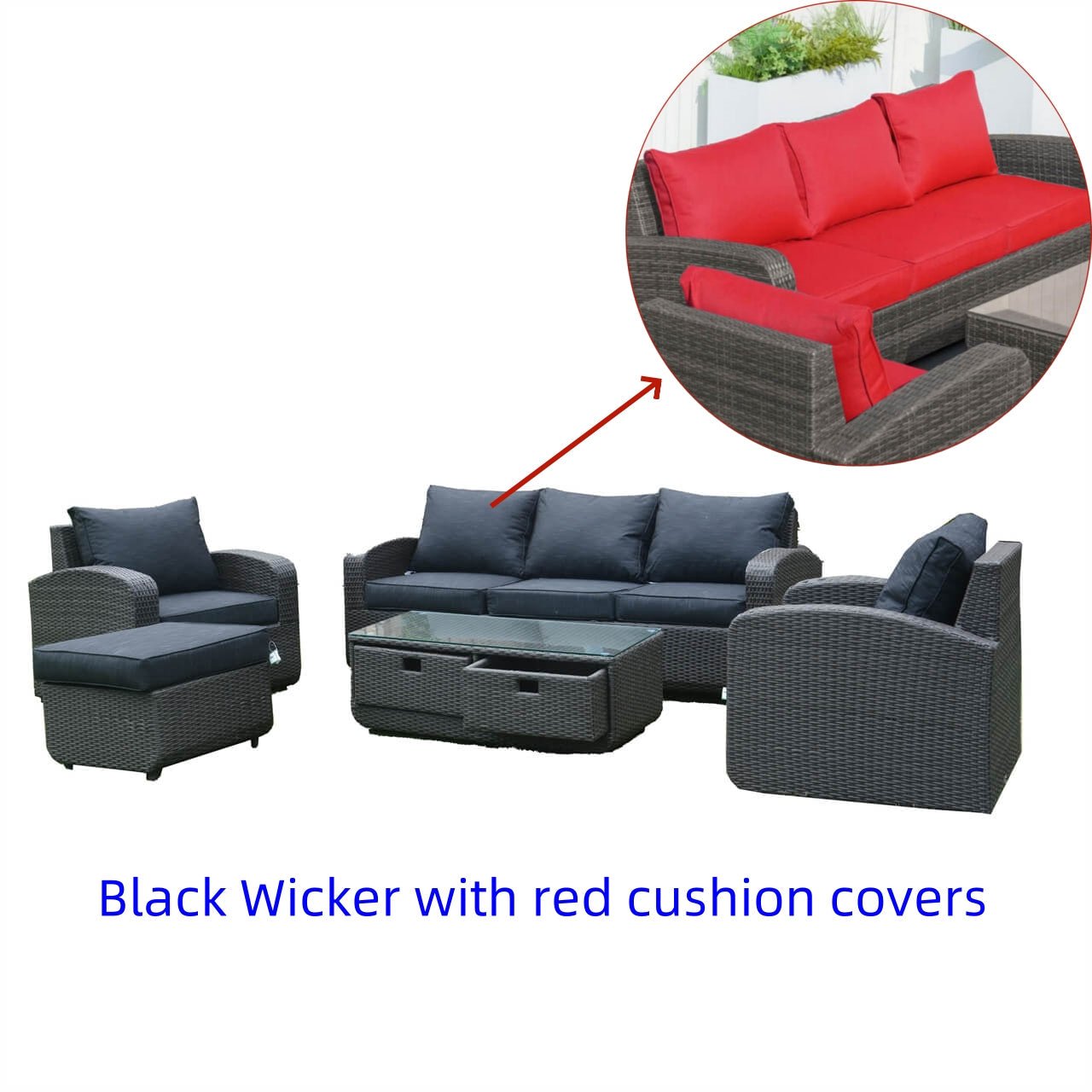 Outdoor Conversation 5 - Seater Sofa Set (PAS - 1515) - Direct Wicker