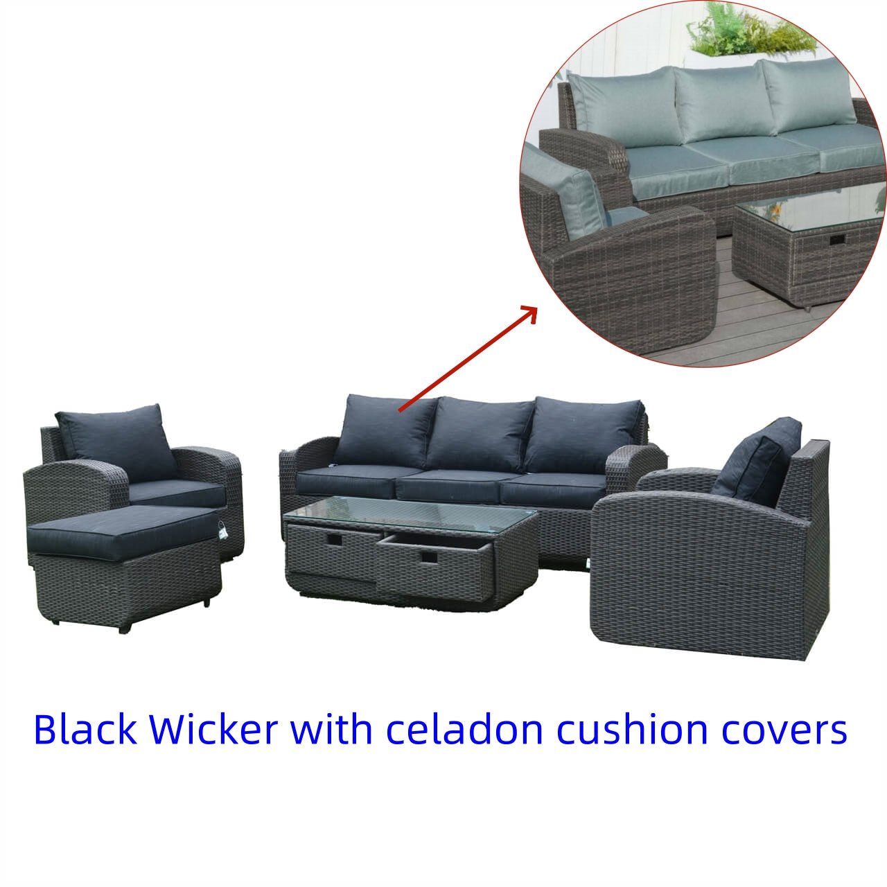 Outdoor Conversation 5 - Seater Sofa Set (PAS - 1515) - Direct Wicker