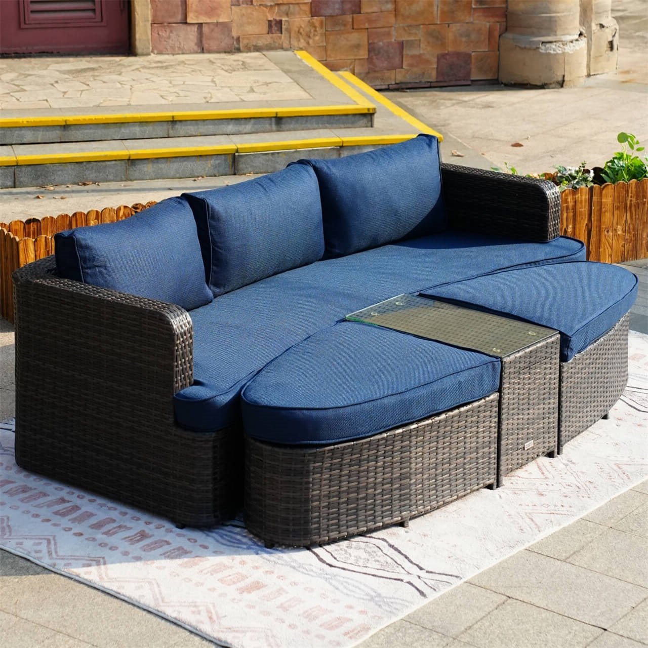 Outdoor Daybed, Rattan Furniture Set, High-Quality Aluminum Daybed (PAL-1202) - Direct Wicker