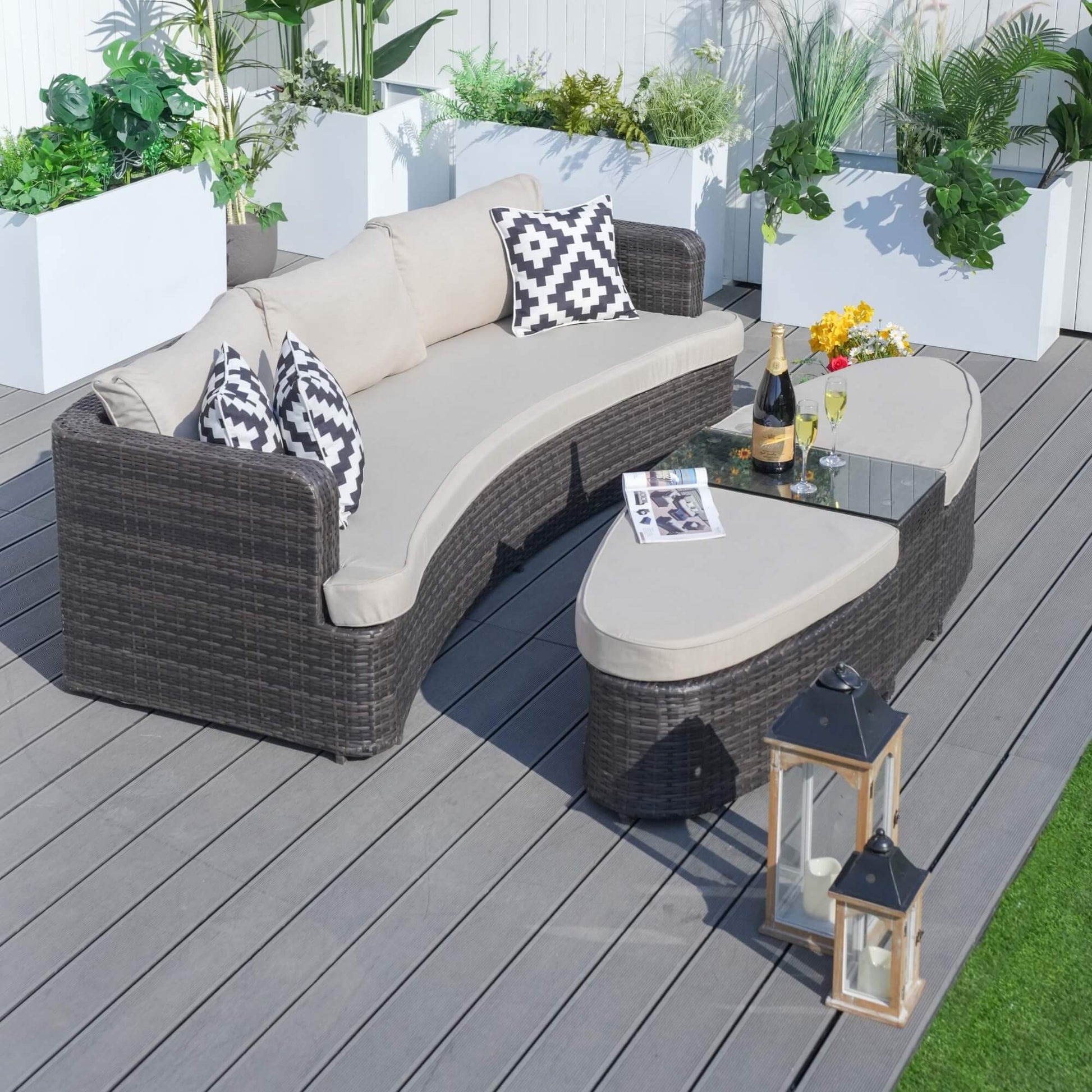 Outdoor Daybed, Rattan Furniture Set, High-Quality Aluminum Daybed (PAL-1202) - Direct Wicker