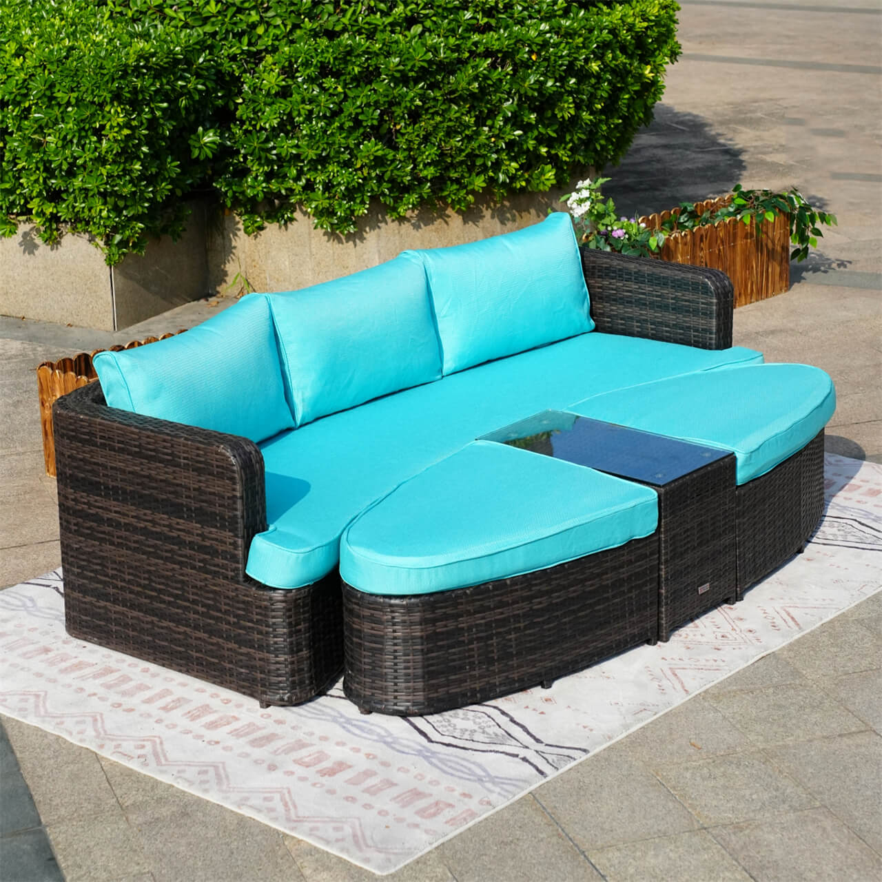 Outdoor Daybed, Rattan Furniture Set, High-Quality Aluminum Daybed (PAL-1202) - Direct Wicker