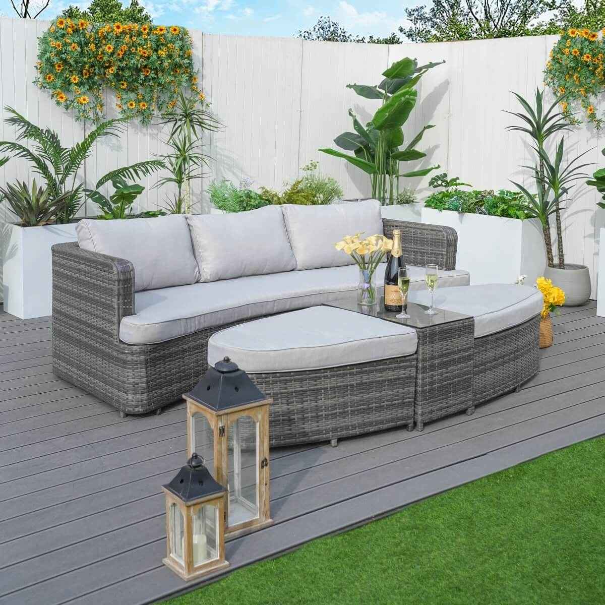 Outdoor Daybed, Rattan Furniture Set, High-Quality Aluminum Daybed (PAL-1202)