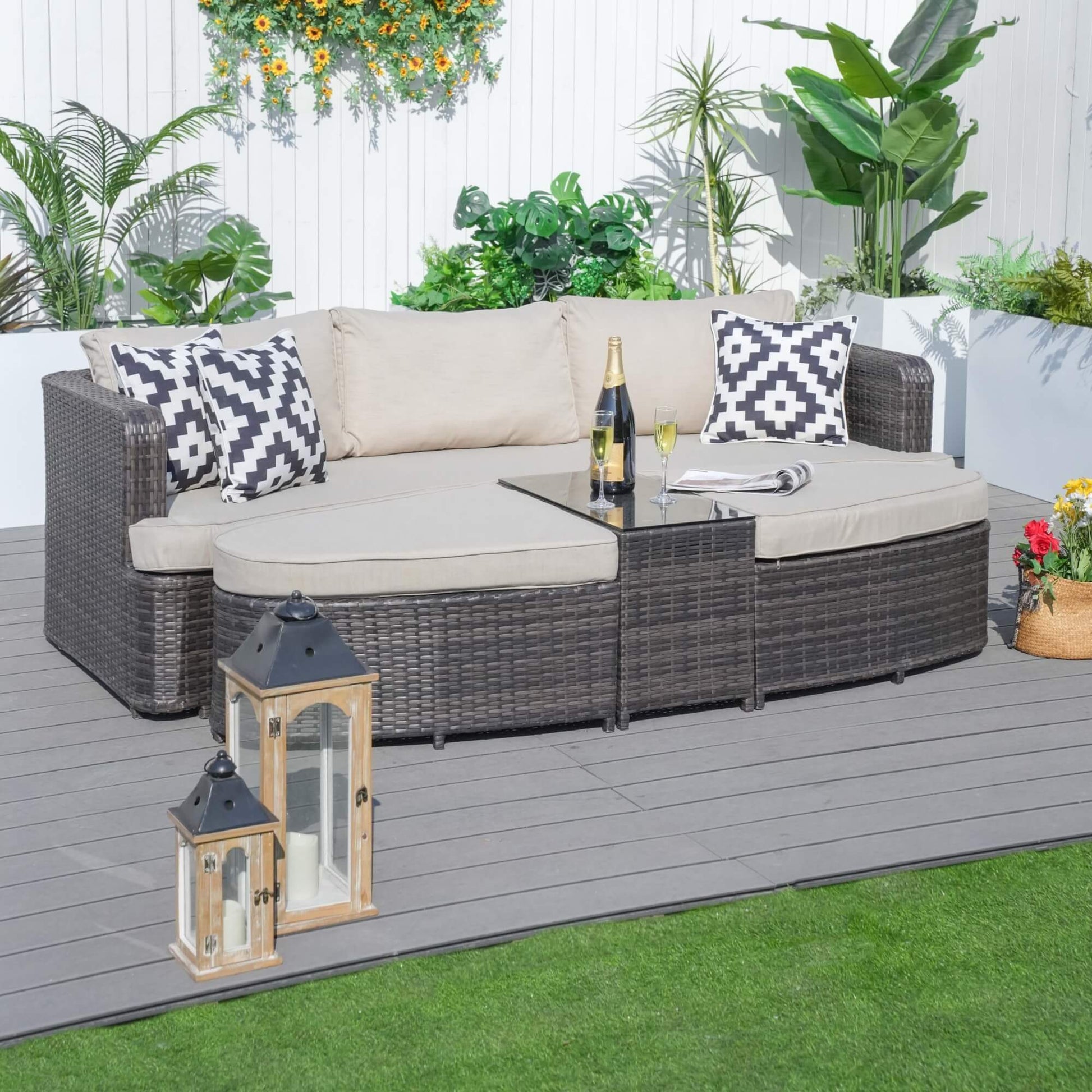Outdoor Daybed, Rattan Furniture Set, High-Quality Aluminum Daybed (PAL-1202) - Direct Wicker
