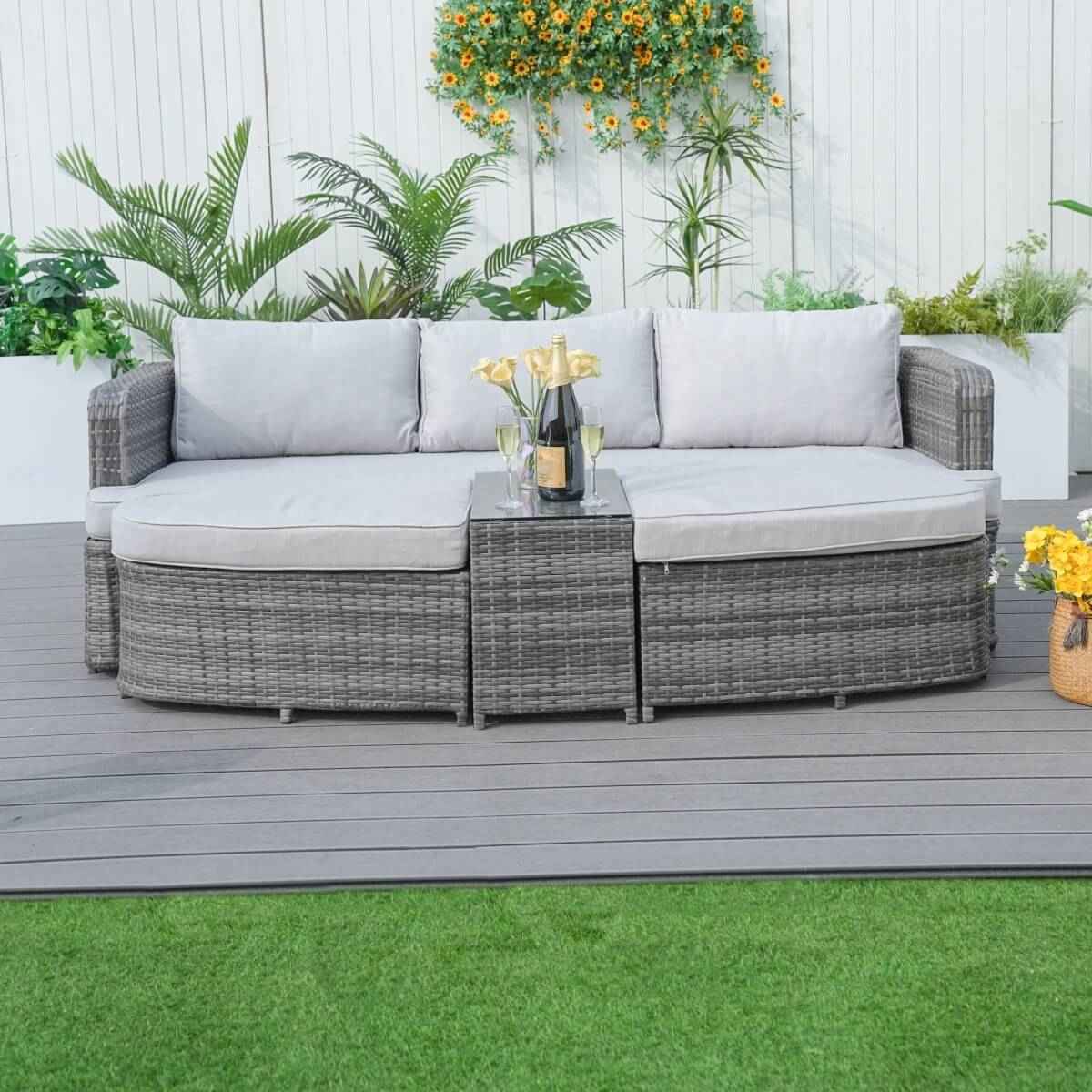 Outdoor Daybed, Rattan Furniture Set, High-Quality Aluminum Daybed (PAL-1202)