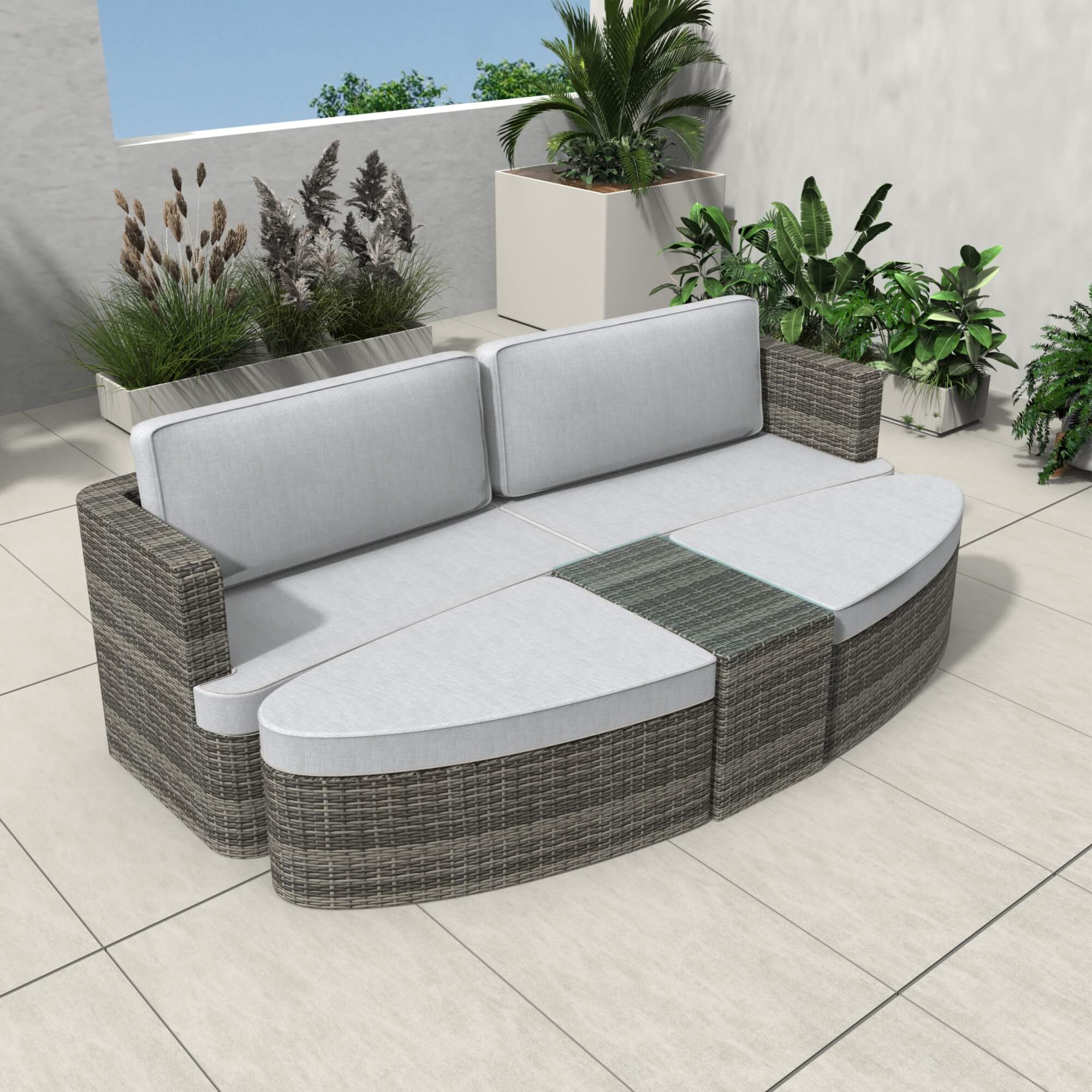 Outdoor Daybed, Rattan Furniture Set, High-Quality Aluminum Daybed (PAL-1202) - Direct Wicker