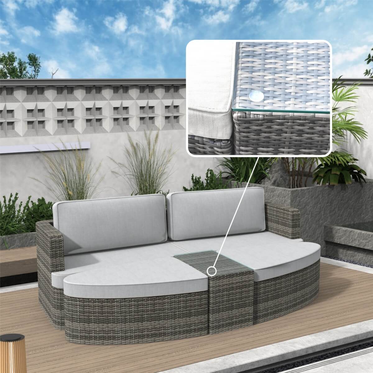 Outdoor Daybed, Rattan Furniture Set, High-Quality Aluminum Daybed (PAL-1202) - Direct Wicker