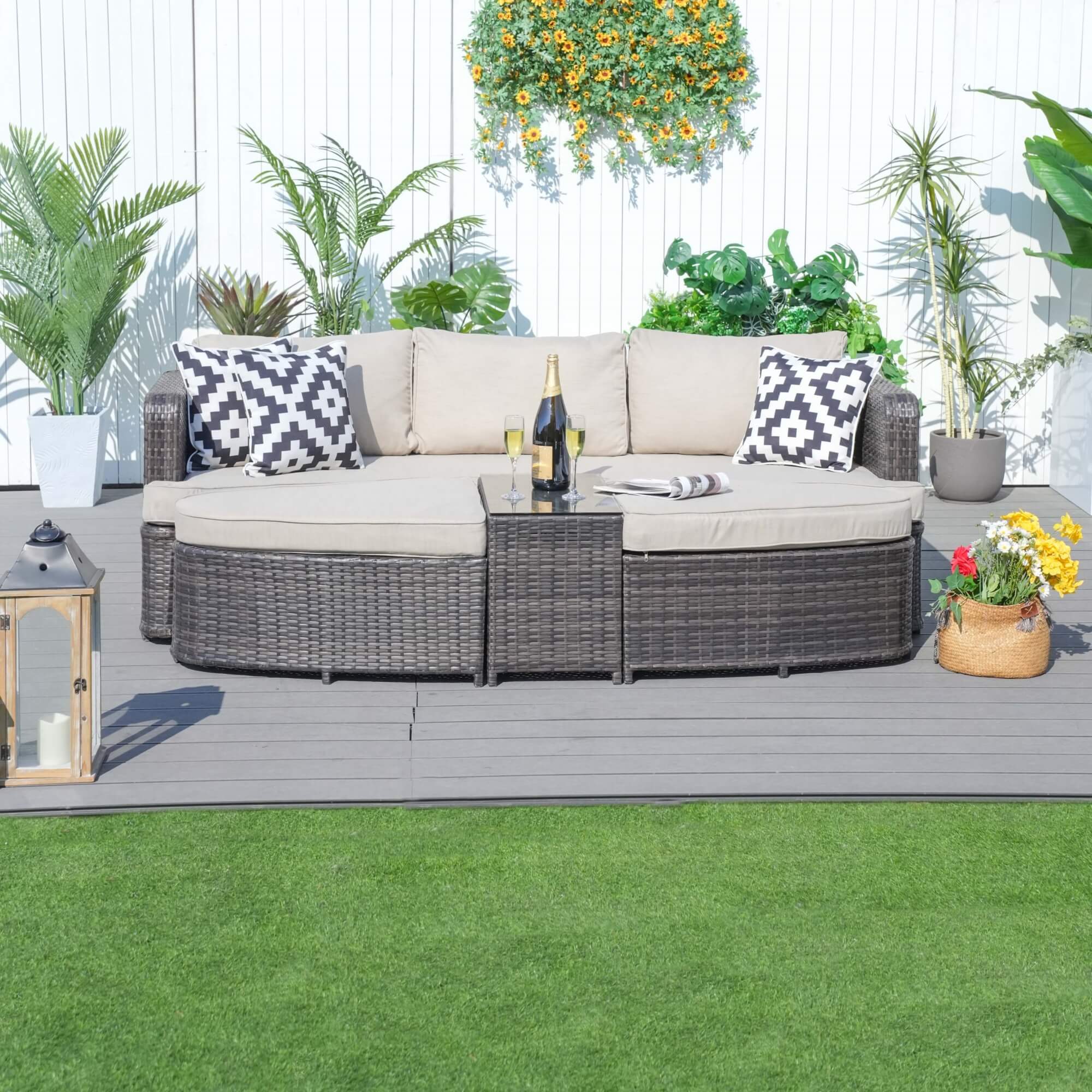 Outdoor Daybed, Rattan Furniture Set, High-Quality Aluminum Daybed (PAL-1202) - Direct Wicker