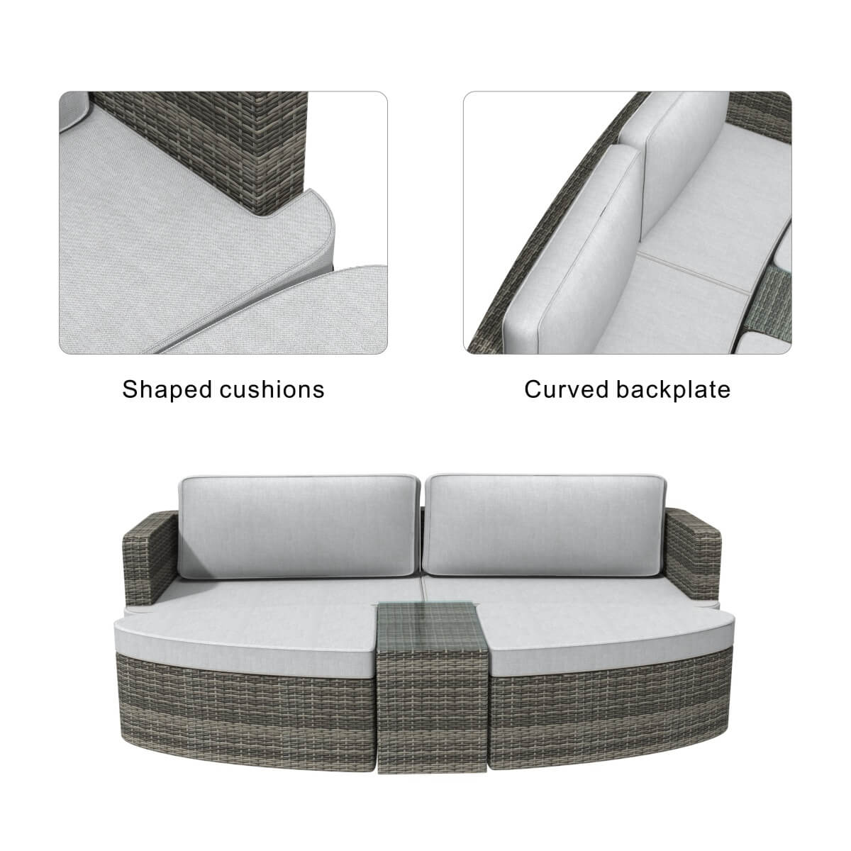 Outdoor Daybed, Rattan Furniture Set, High-Quality Aluminum Daybed (PAL-1202) - Direct Wicker