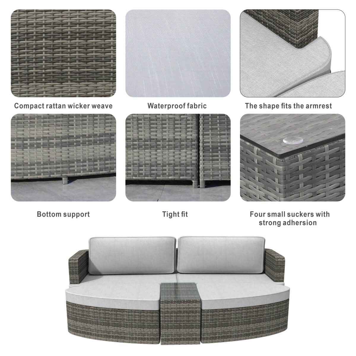 Outdoor Daybed, Rattan Furniture Set, High-Quality Aluminum Daybed (PAL-1202)