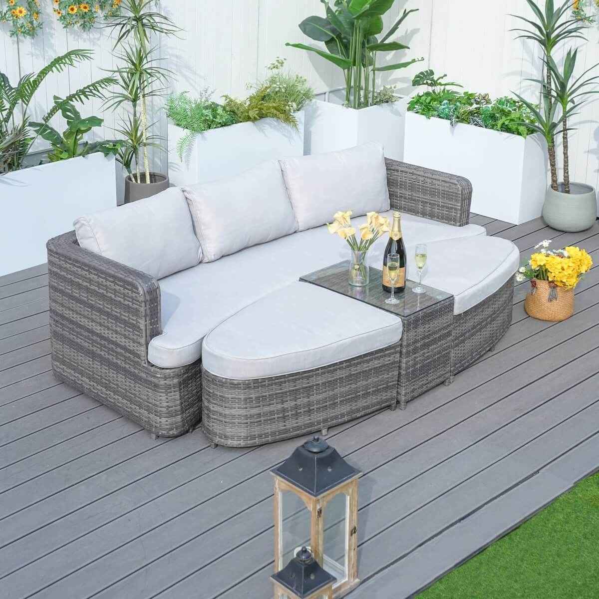 Outdoor Daybed, Rattan Furniture Set, High-Quality Aluminum Daybed (PAL-1202)