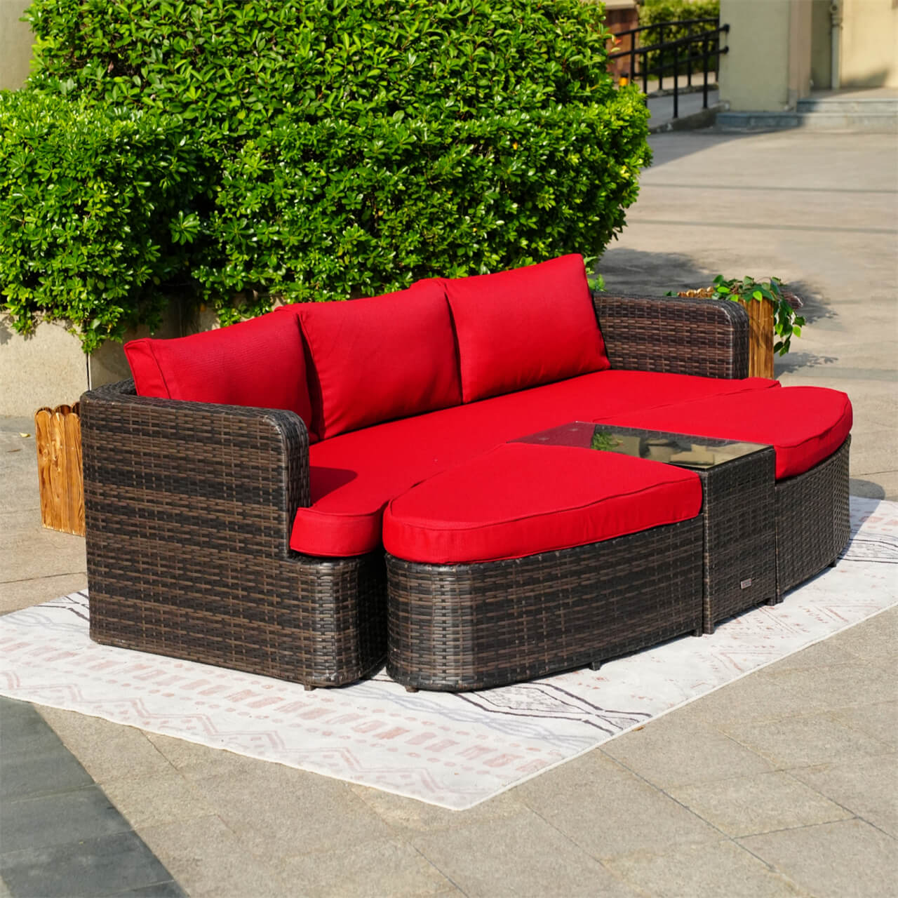 Outdoor Daybed, Rattan Furniture Set, High-Quality Aluminum Daybed (PAL-1202) - Direct Wicker