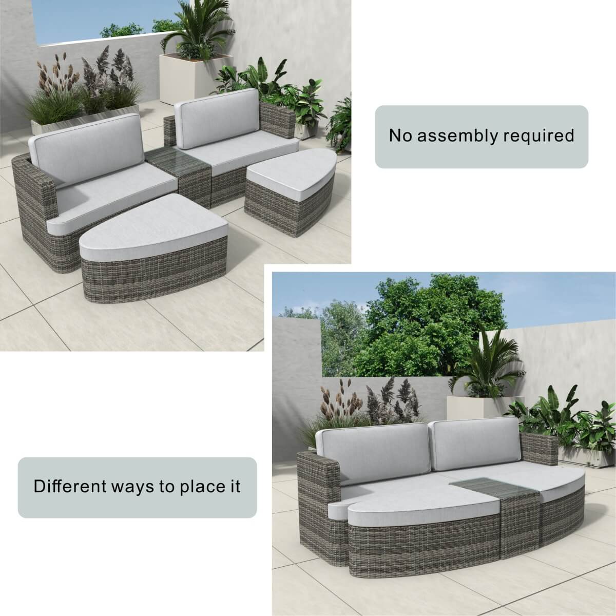 Outdoor Daybed, Rattan Furniture Set, High-Quality Aluminum Daybed (PAL-1202) - Direct Wicker