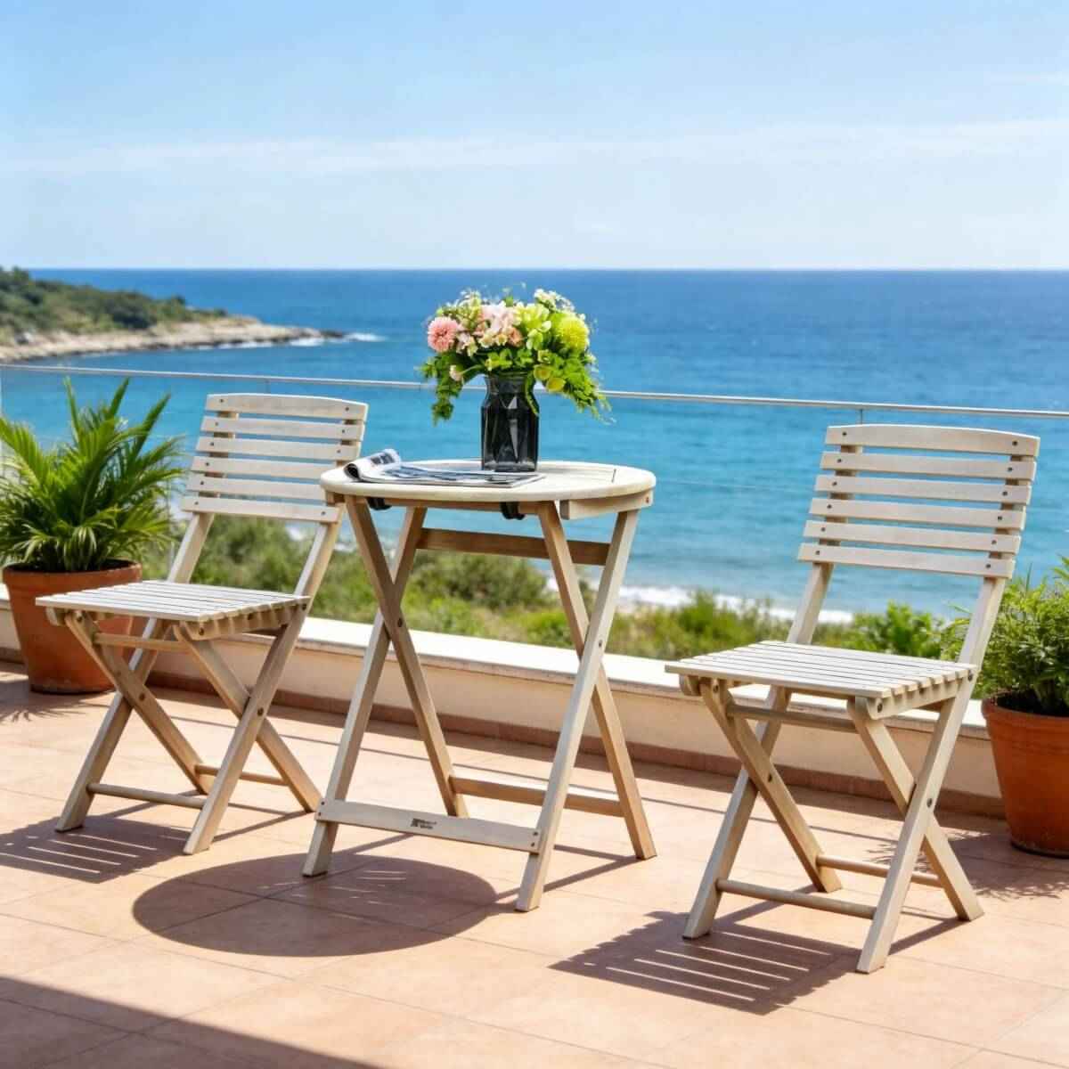 Outdoor Dining Set - Round Table with Chairs for Garden, Patio or Balcony