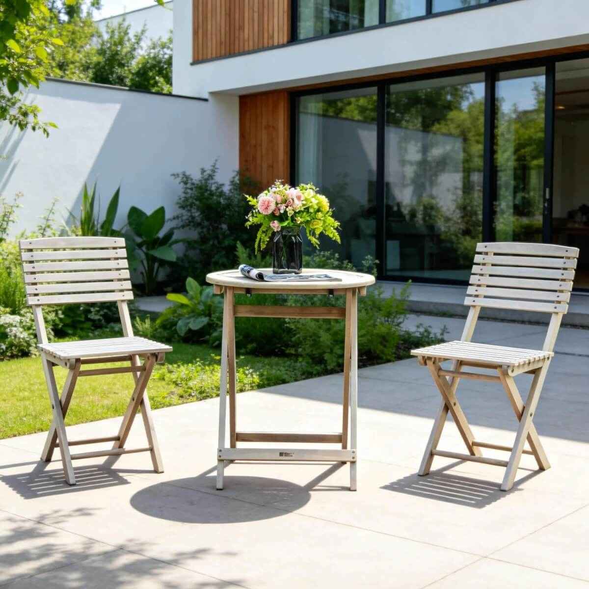 Outdoor Dining Set - Round Table with Chairs for Garden, Patio or Balcony