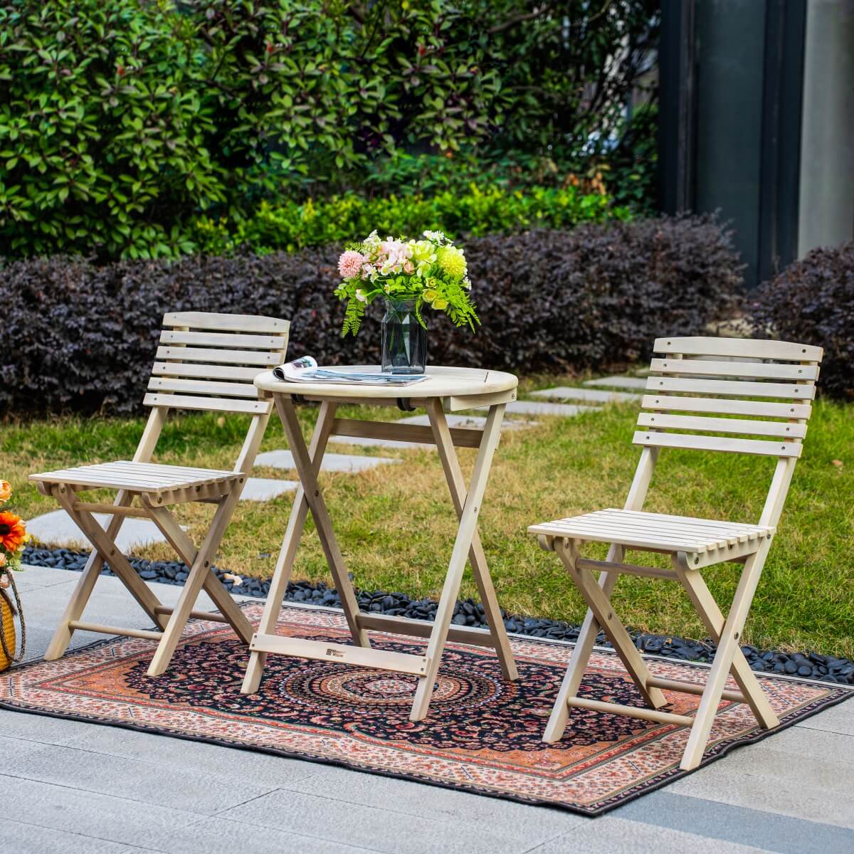 Outdoor Dining Set – Round Table with Chairs for Garden, Patio or Balcony - Direct Wicker