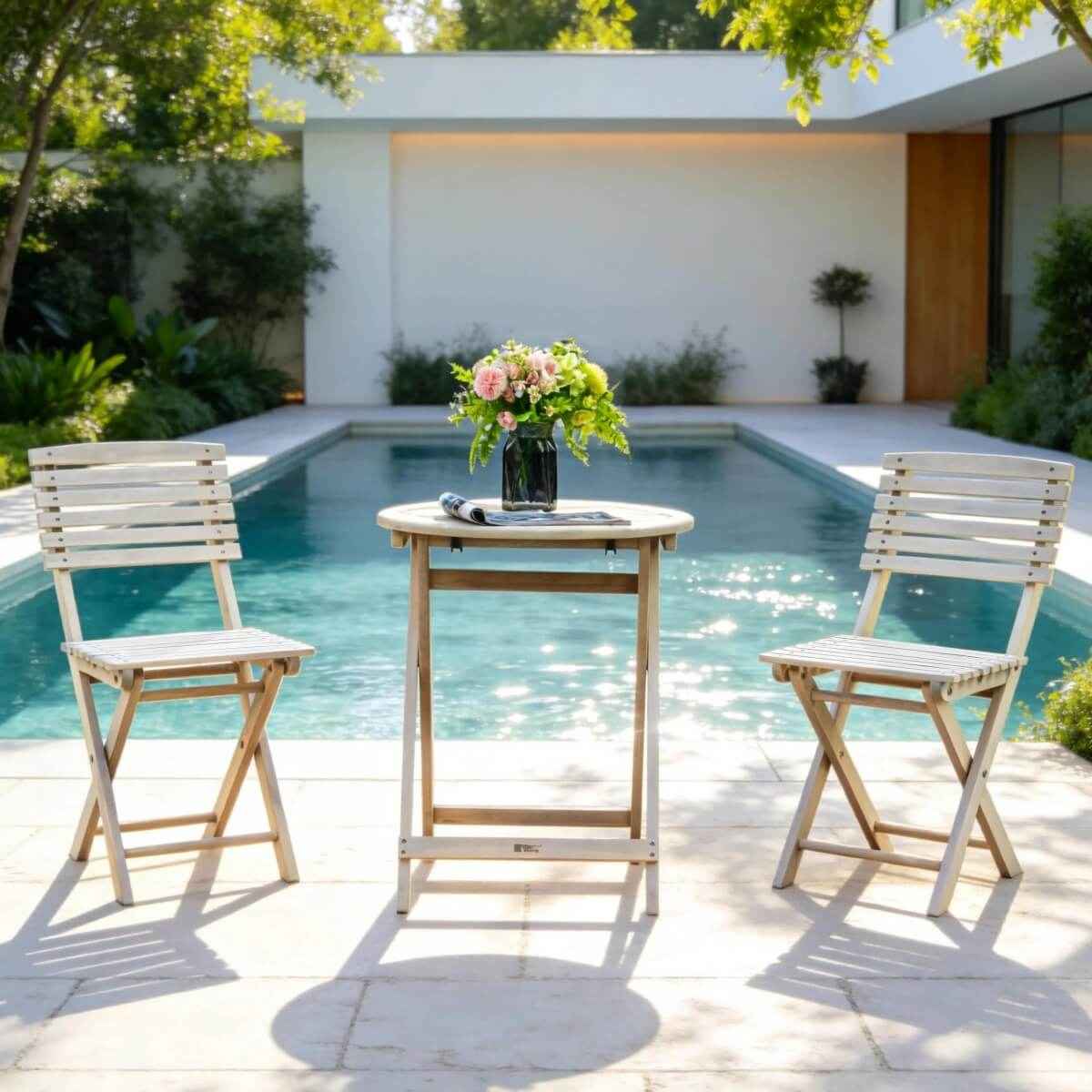 Outdoor Dining Set - Round Table with Chairs for Garden, Patio or Balcony