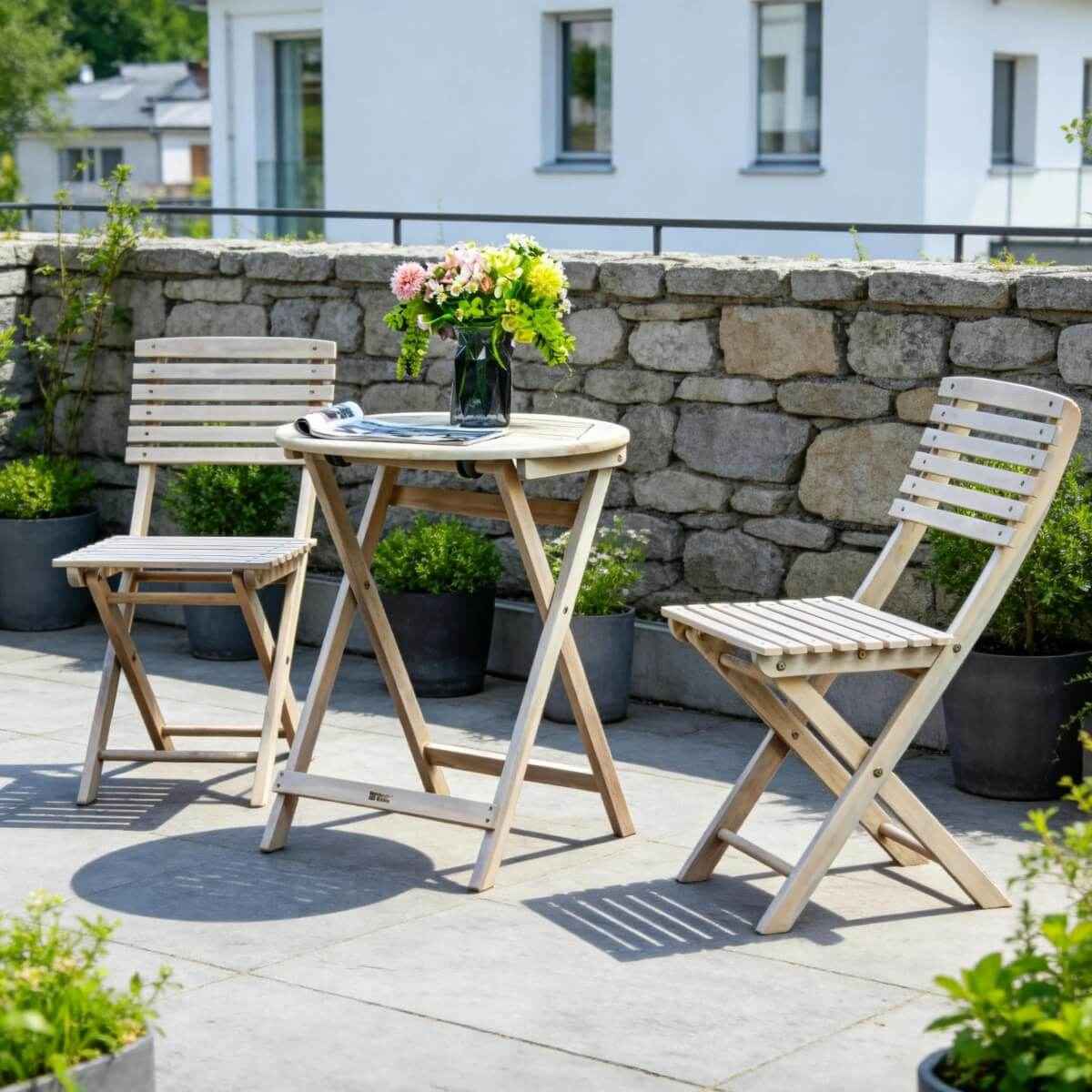 Outdoor Dining Set - Round Table with Chairs for Garden, Patio or Balcony