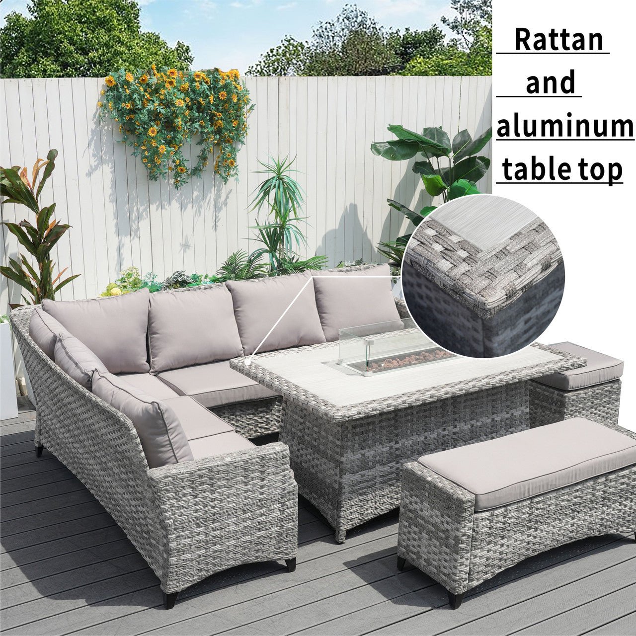 Outdoor Fire Pit Sofa Set 5 - Piece (PAF - 2001) - Direct Wicker