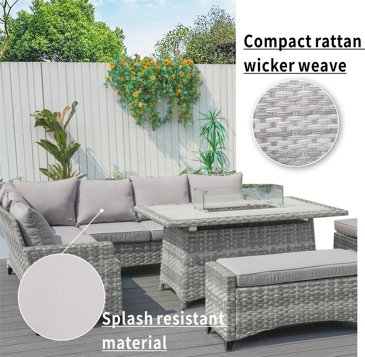 Outdoor Fire Pit Sofa Set 5 - Piece (PAF - 2001) - Direct Wicker
