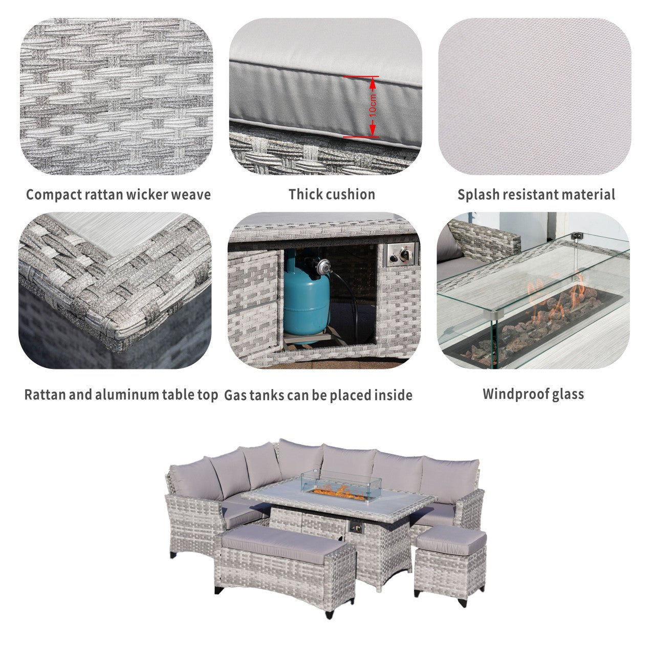 Outdoor Fire Pit Sofa Set 5 - Piece (PAF - 2001) - Direct Wicker
