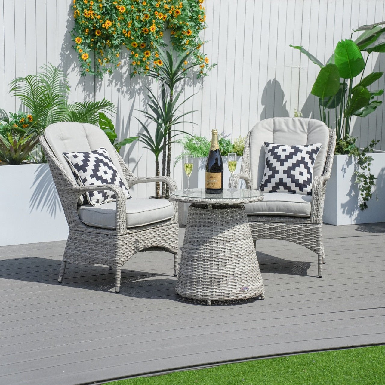 Parma 2 - Seater Bistro Set With Round Coffee Table (PAD - 1708) - Direct Wicker