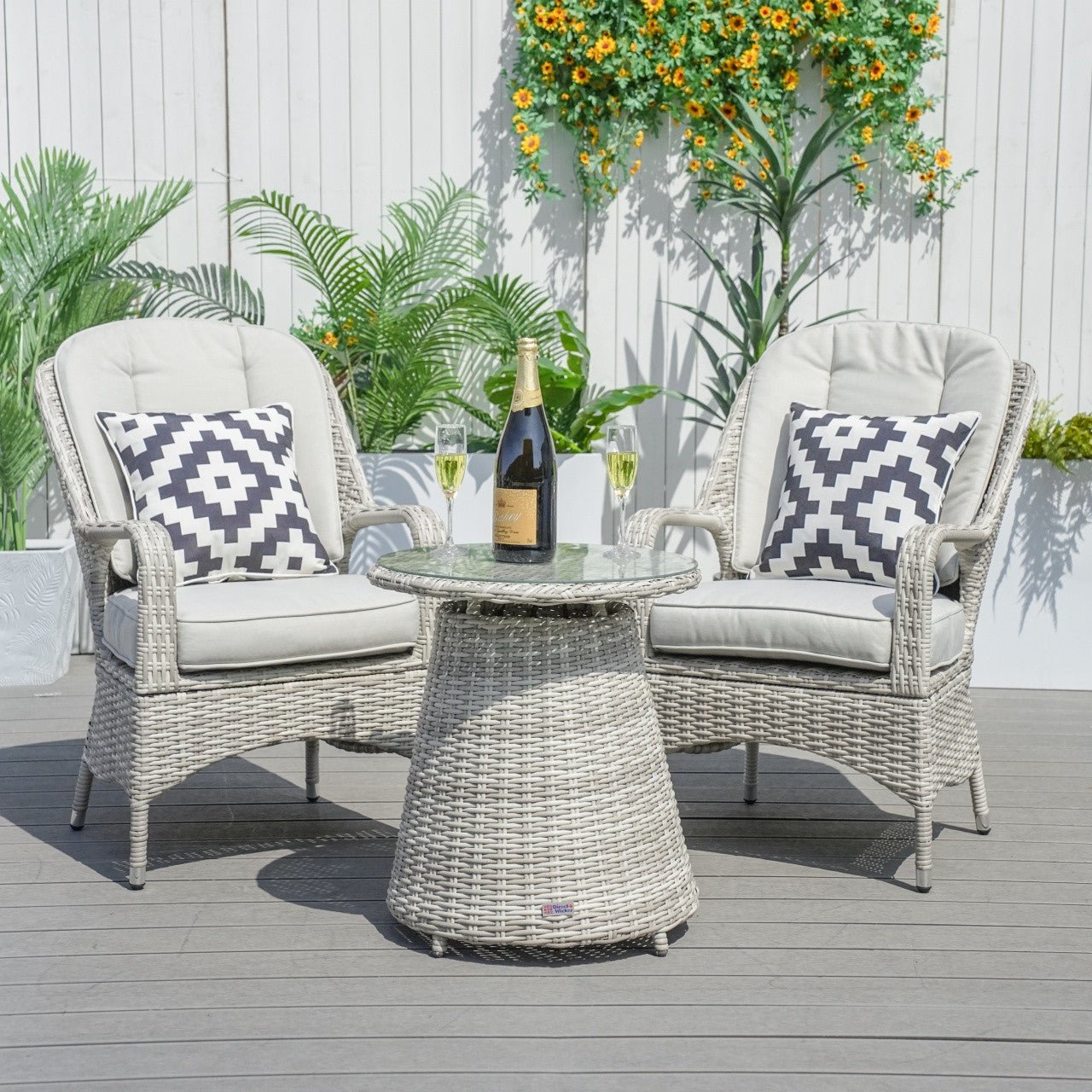 Parma 2 - Seater Bistro Set With Round Coffee Table (PAD - 1708) - Direct Wicker