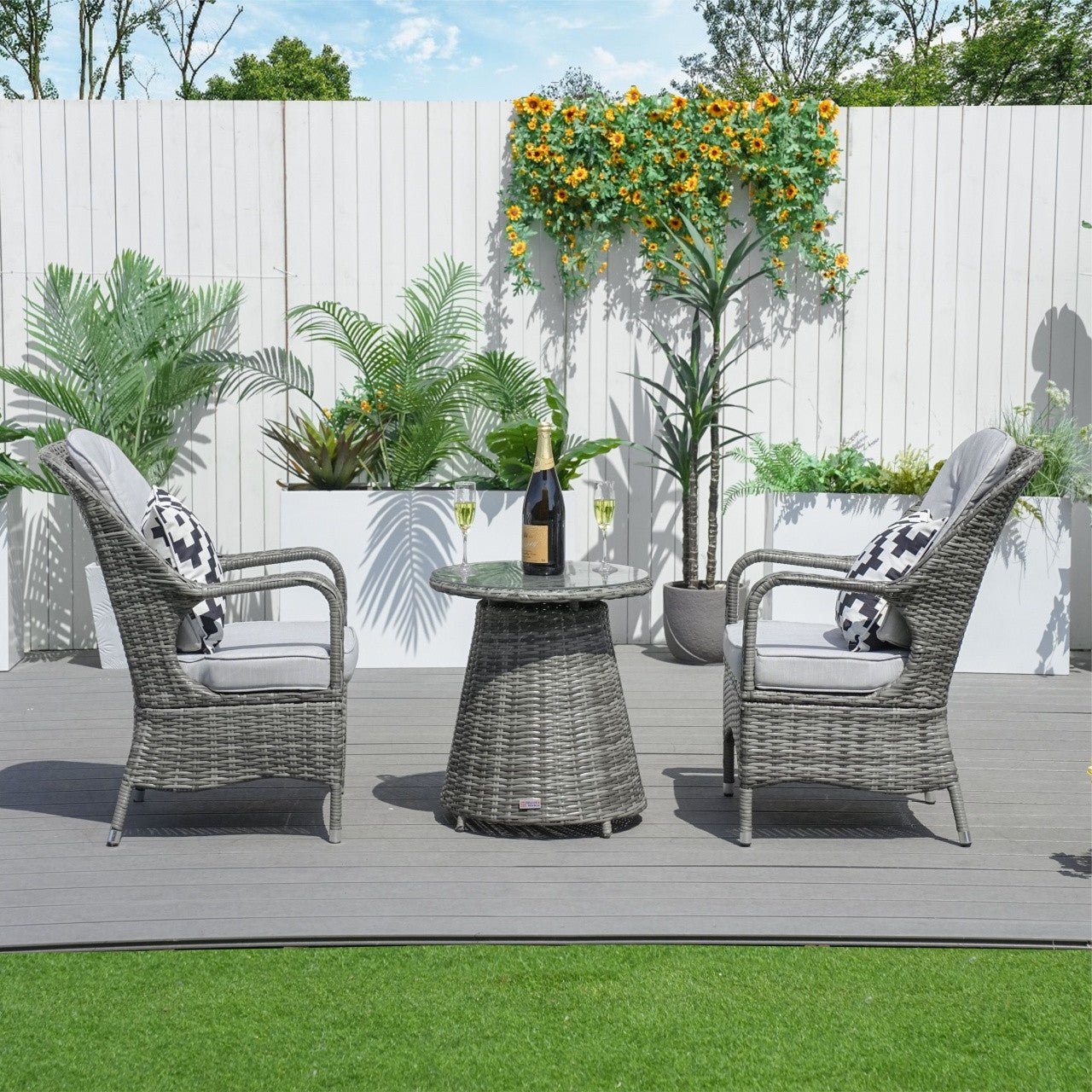 Parma 2 - Seater Bistro Set With Round Coffee Table (PAD - 1708) - Direct Wicker