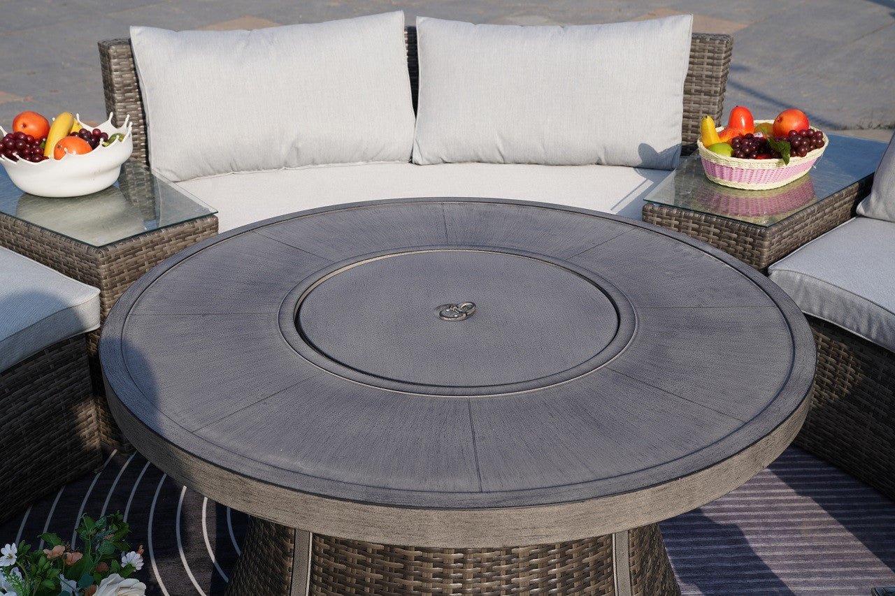 Parma 4 - Seater Outdoor Fire Pit Set – Round Fire Table (G3R521E - GR) - Direct Wicker