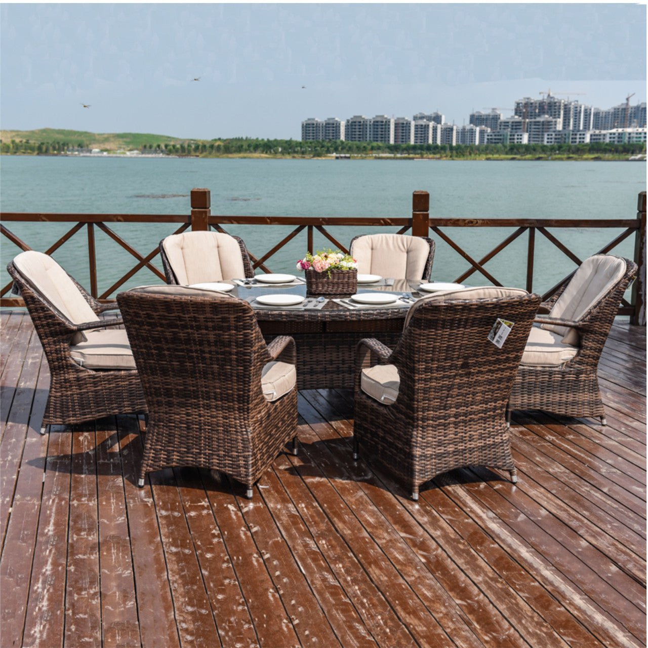 Parma 6 - Seater Outdoor Dining Set – Oval Dining Table (PAD - 1713) - Direct Wicker
