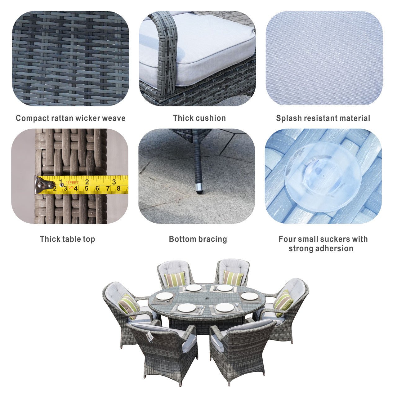 Parma 6 - Seater Outdoor Dining Set – Oval Dining Table (PAD - 1713) - Direct Wicker