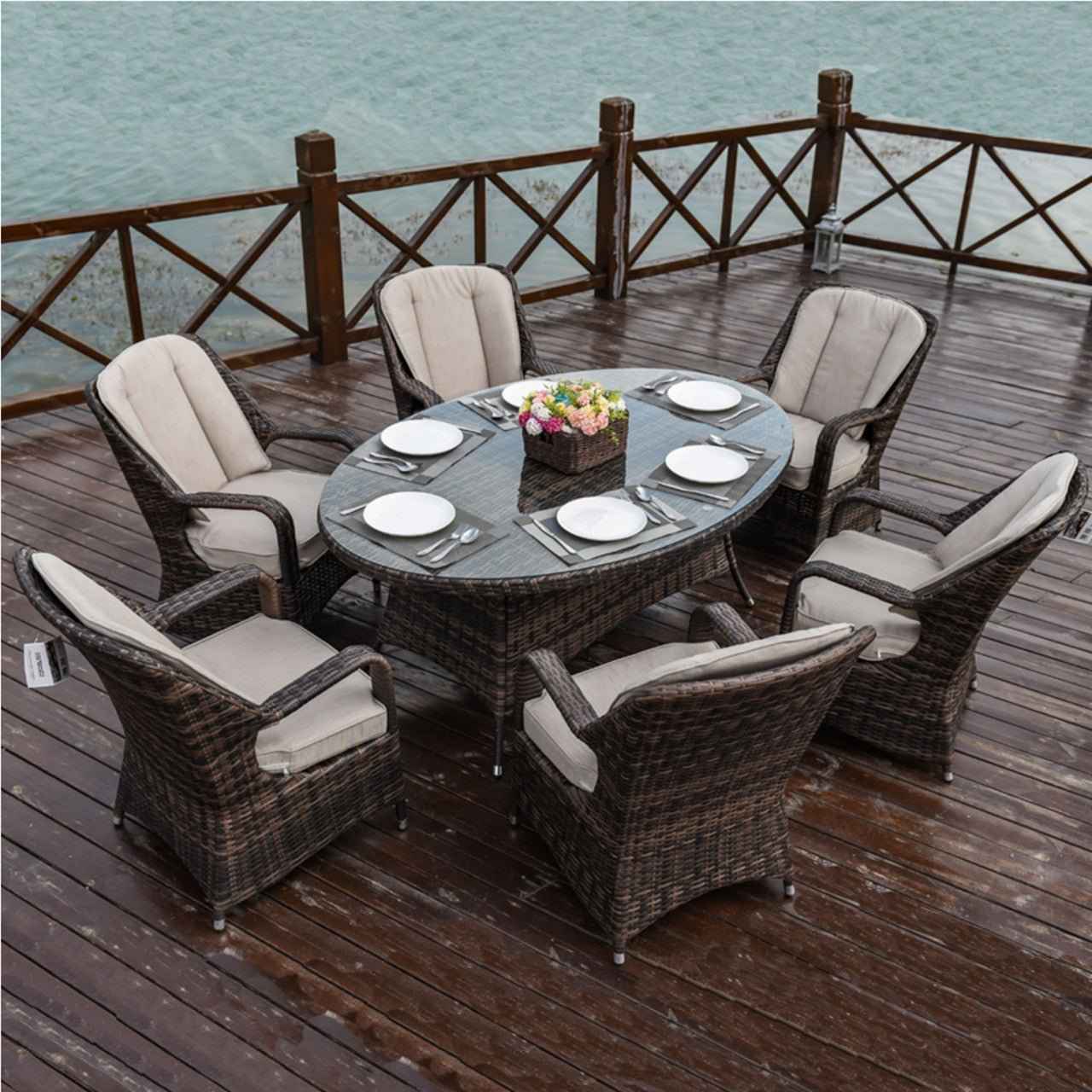 Parma 6-Seat Outdoor Dining Set – Oval Dining Table (PAD-1713)