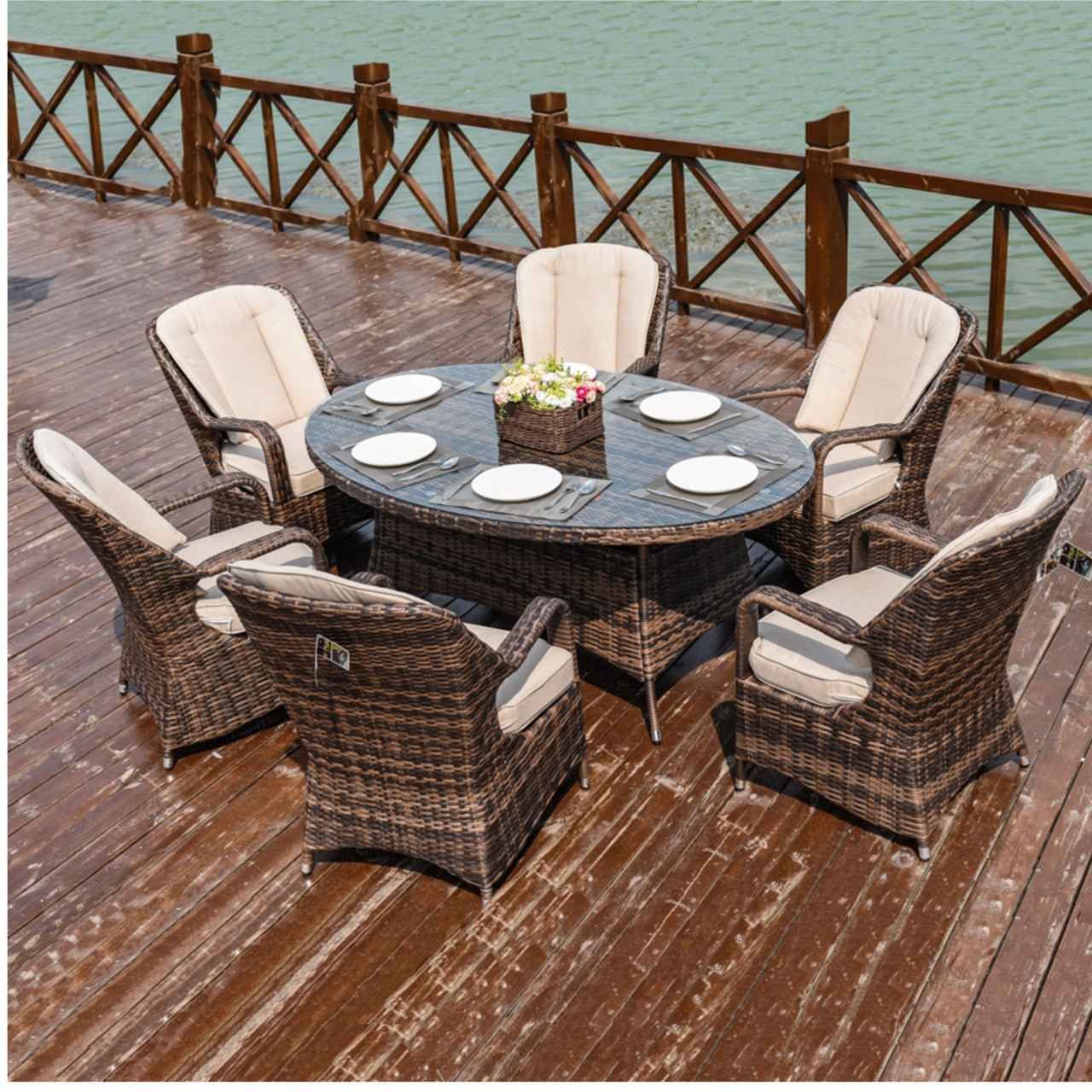 Parma 6-Seat Outdoor Dining Set – Oval Dining Table (PAD-1713)