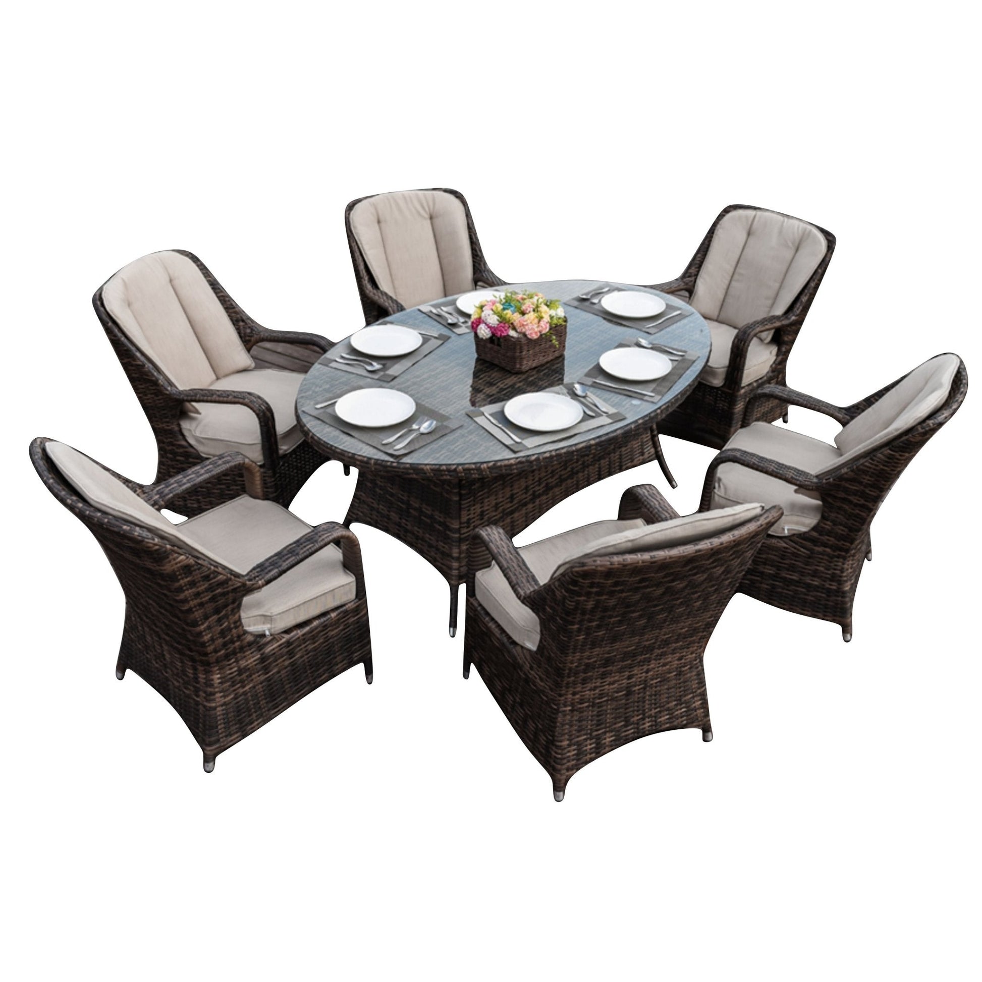 Parma 6 - Seater Outdoor Dining Set – Oval Dining Table (PAD - 1713) - Direct Wicker