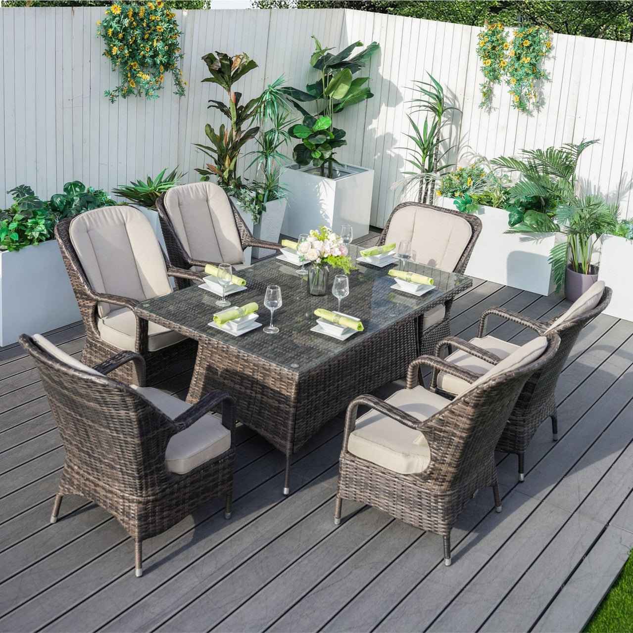 Parma 6-Seat Outdoor Dining Set - Rectangular Dining Table (PAD-1712)
