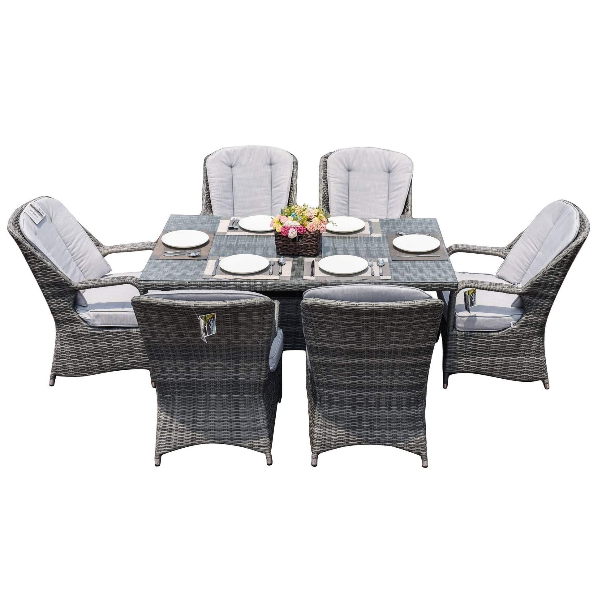 Parma 6 - Seater Outdoor Dining Set - Rectangular Dining Table (PAD - 1712) - Direct Wicker