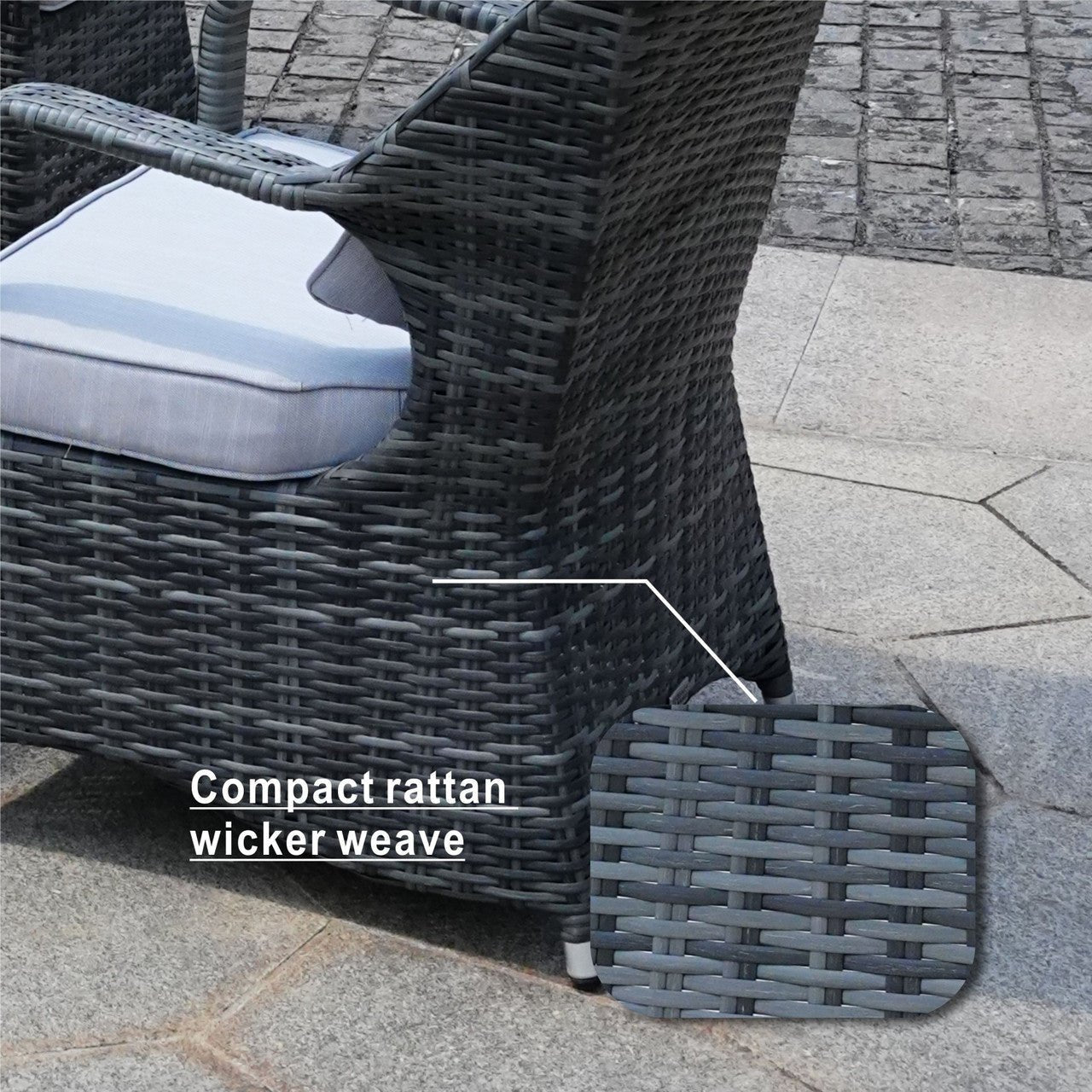 Details of Direct Wicker's 6-Seat Rectangle Patio Fire Pit Set (PAG-1106R)