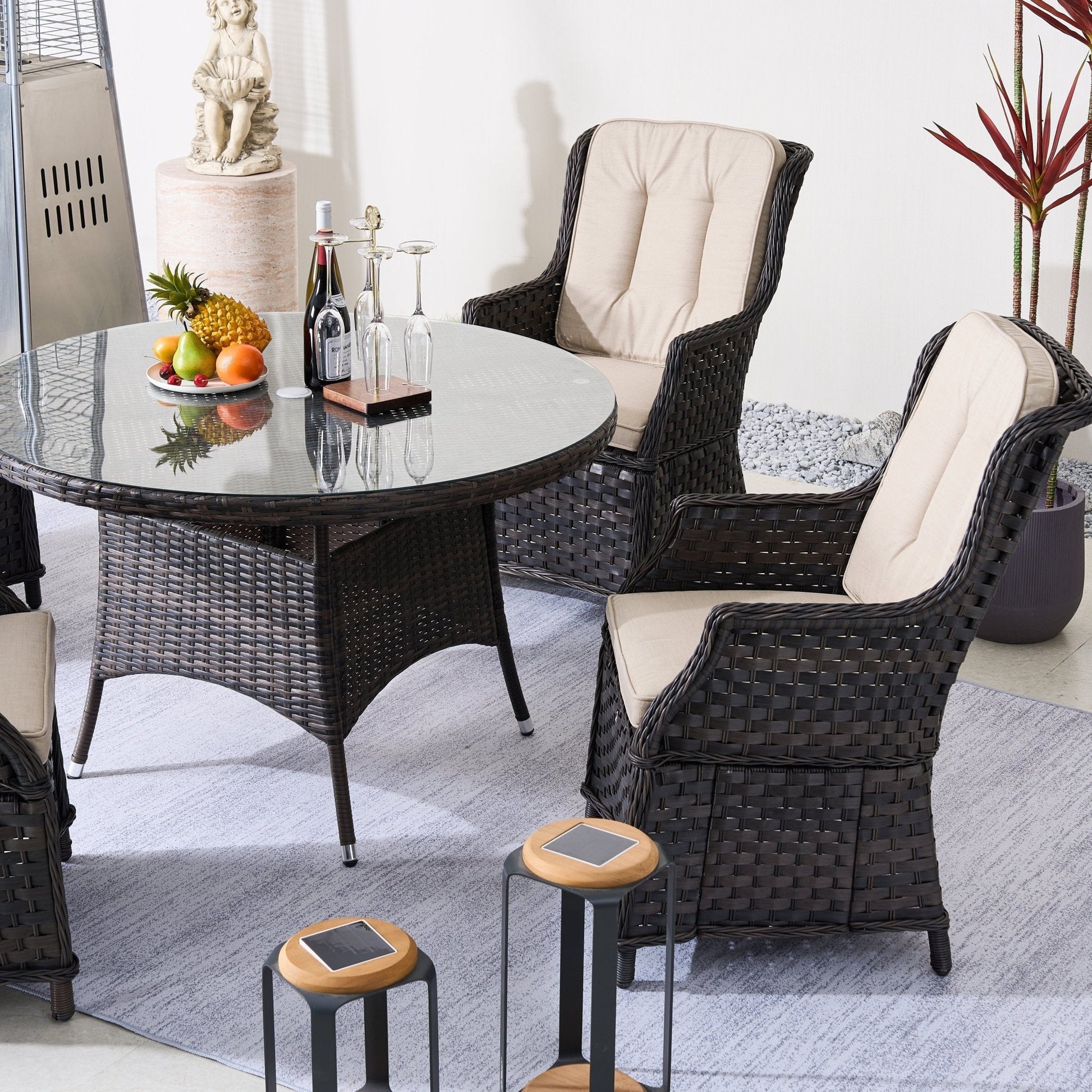 Ravenna 4 - Seater Outdoor Dining Set – Round Dining Table (PAD - 1709+010) - Direct Wicker