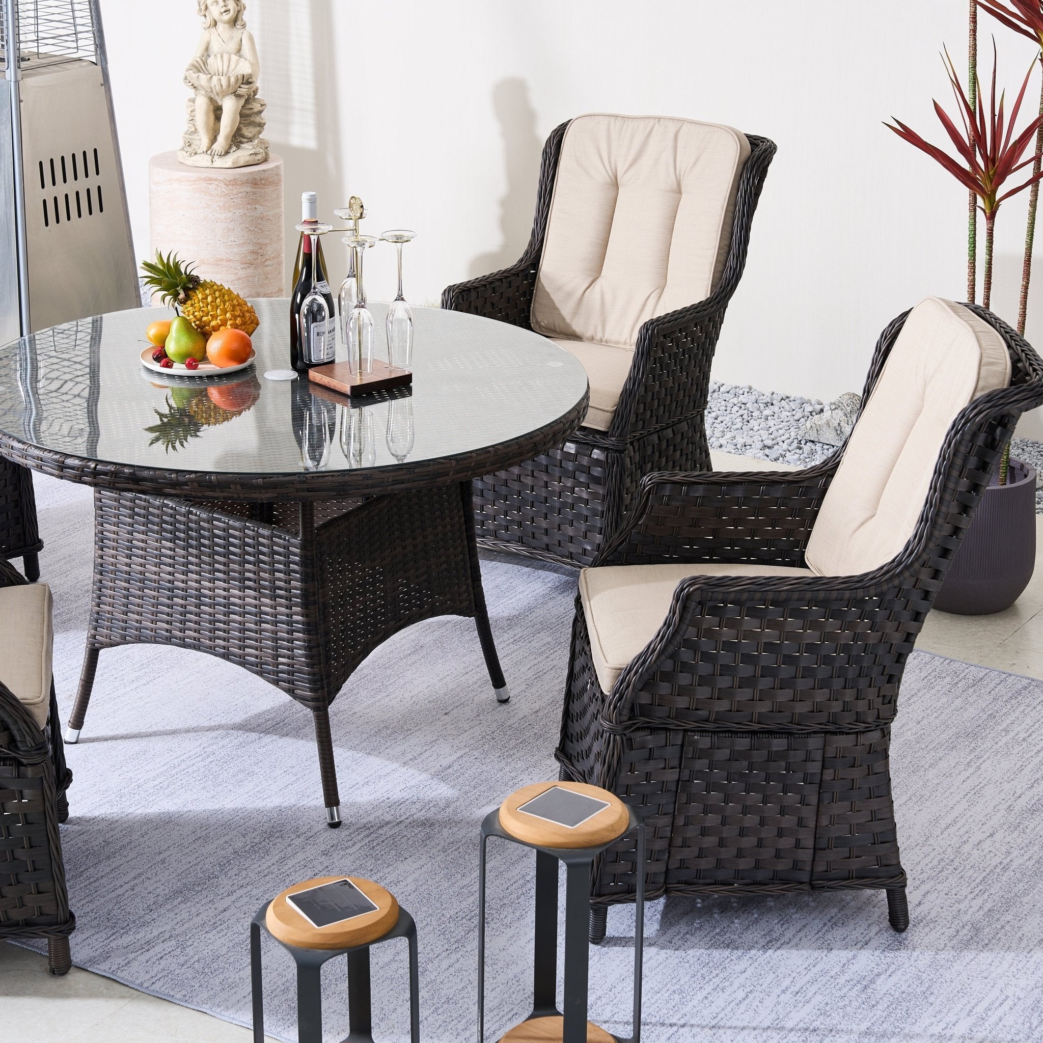 Ravenna 4 - Seater Outdoor Dining Set – Round Dining Table (PAD - 1709+010) - Direct Wicker