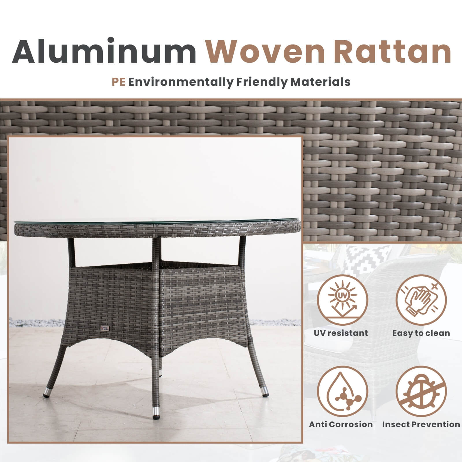 Ravenna 4 - Seater Outdoor Dining Set – Round Dining Table (PAD - 1709+010) - Direct Wicker