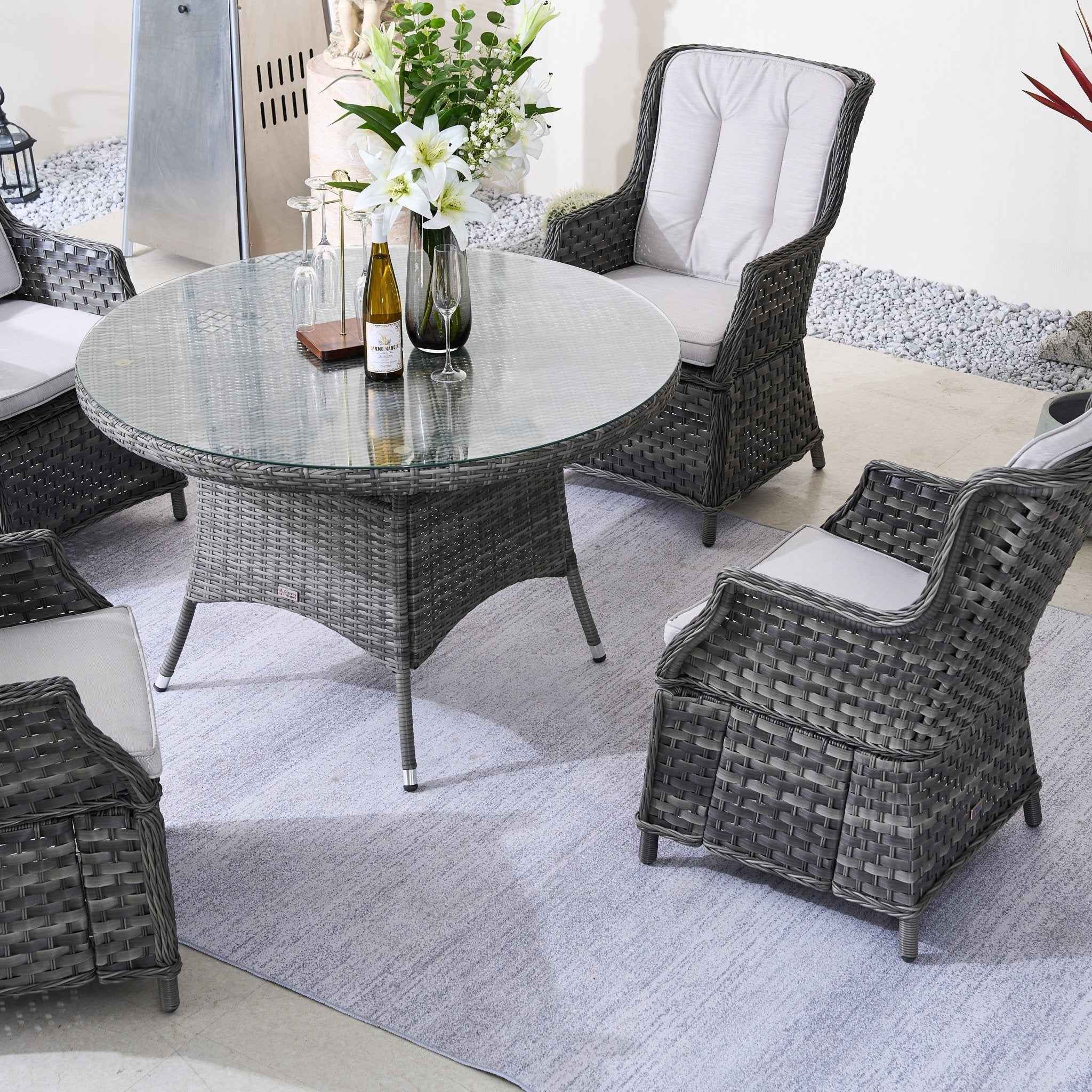Ravenna 4-Seat Outdoor Dining Set - Round Dining Table (PAD-1709+010)