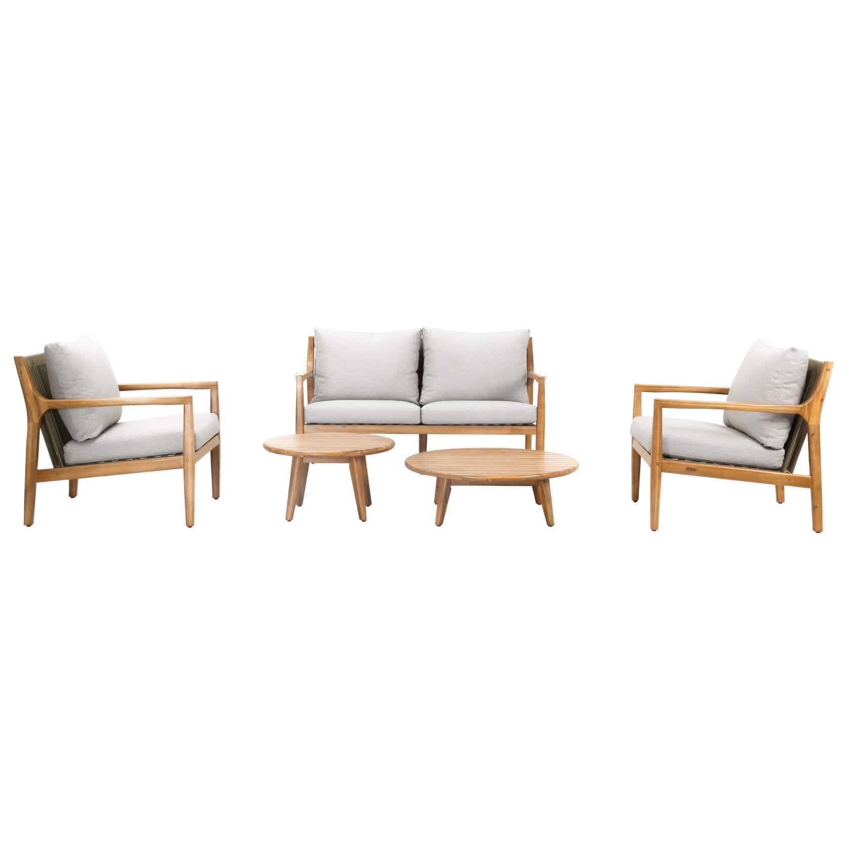 Rebel 4 - Seater Wood Patio Conversation Set with Side Table (PAS - 2513 - 2SC+SC*2+TA+ST) - Direct Wicker