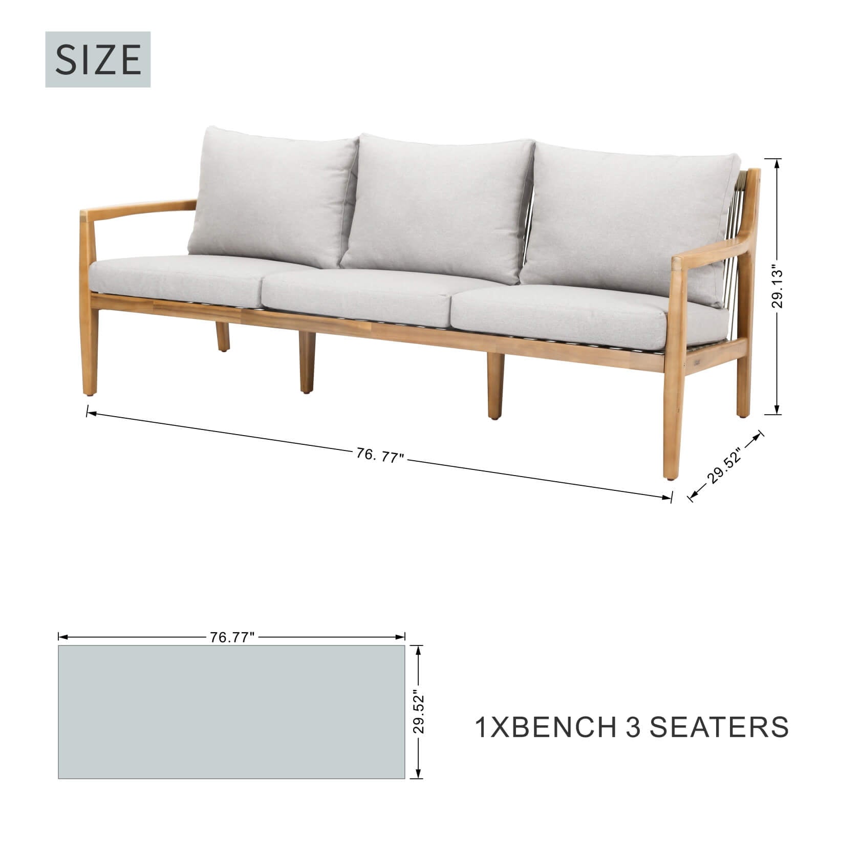 Rebel 5 - Seater Wood Patio Conversation Set with Side Table (PAS - 2513 - 3SC+2SC+TA+ST) - Direct Wicker